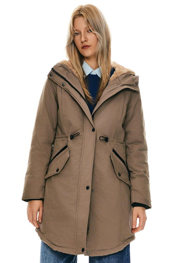 Fleece-Lined Hooded Parka Jacket with Pockets - Image 3