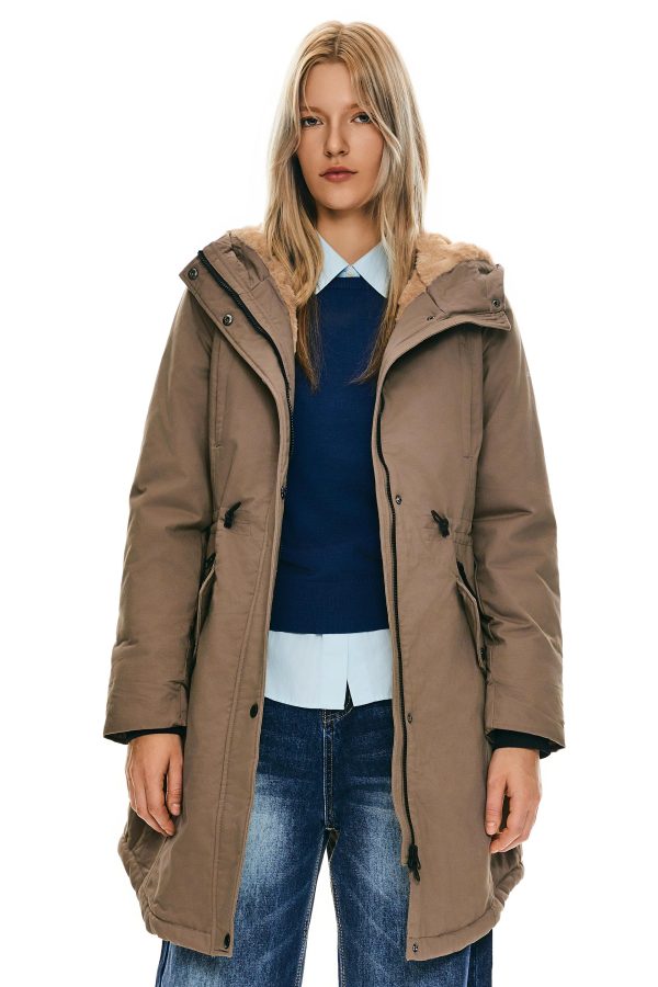 Fleece-Lined Hooded Parka Jacket with Pockets - Image 2