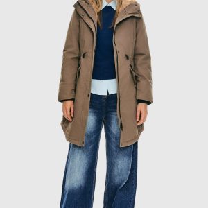 Fleece-Lined Hooded Parka Jacket with Pockets