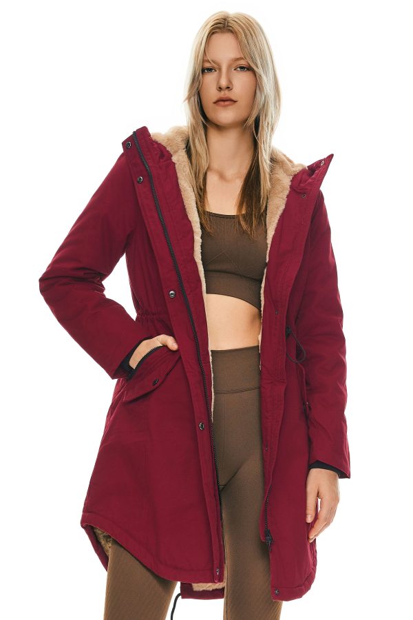 Fleece-Lined Hooded Parka Jacket with Pockets - Image 33