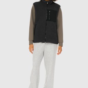Oversized Fleece Reversible Vest Sherpa with Pockets