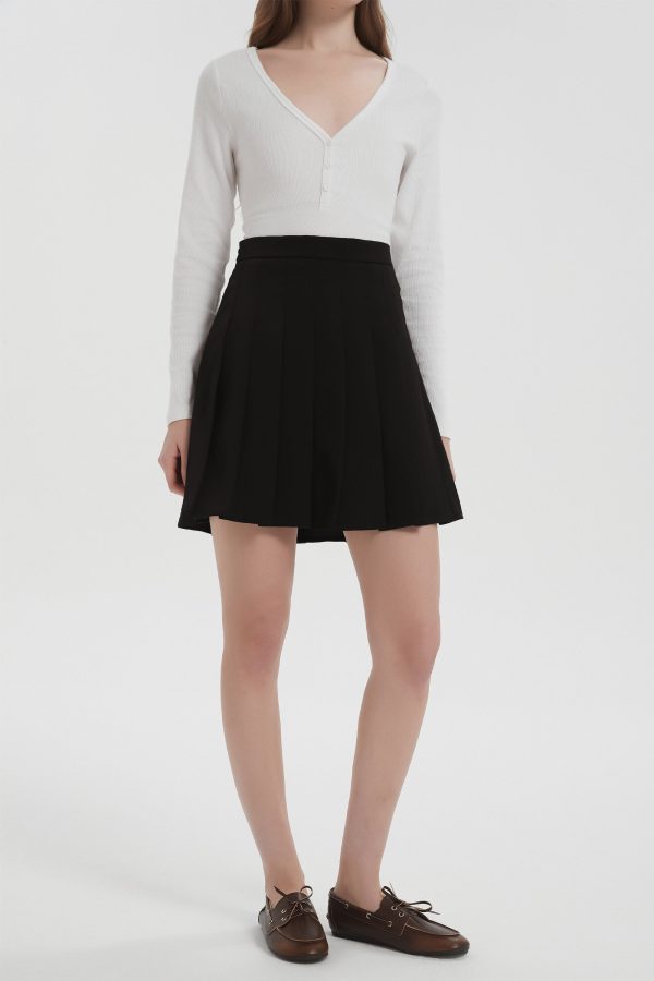 High Waisted Skirts A Line Pleated Skirt - Image 16