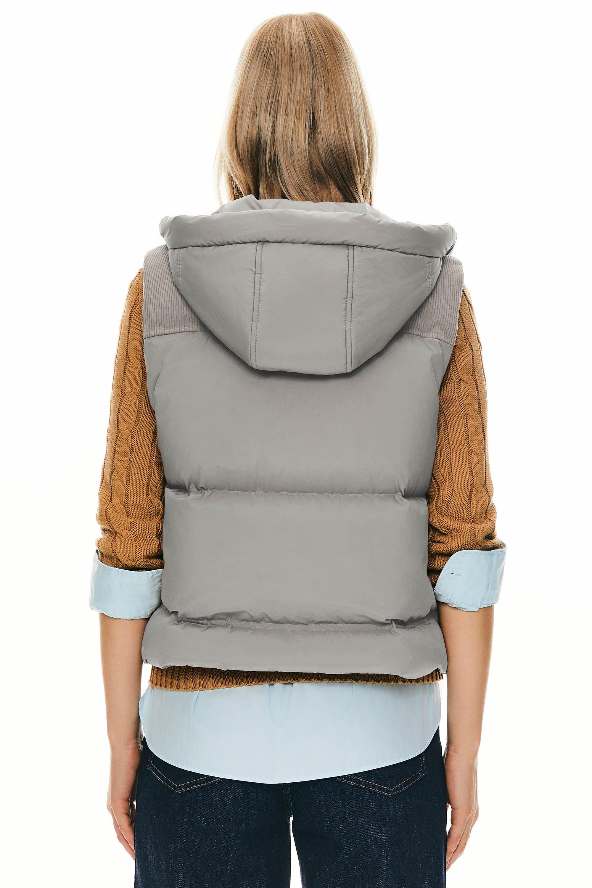 Hooded Puffer Down Vest Cropped Zip Up Lightweight - Image 18