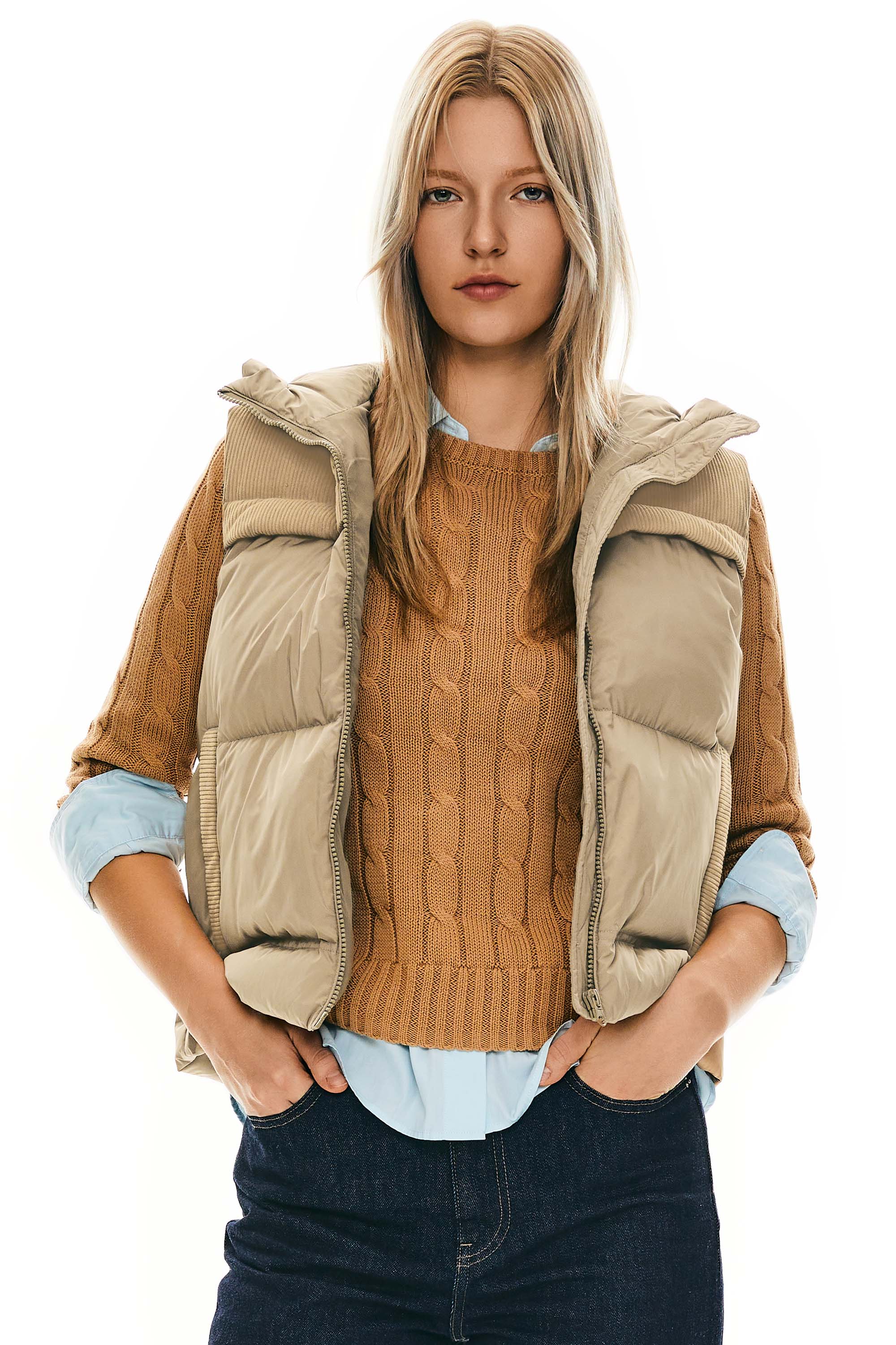 Hooded Puffer Down Vest Cropped Zip Up Lightweight - Image 8