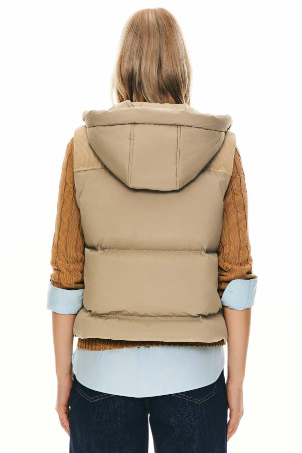 Hooded Puffer Down Vest Cropped Zip Up Lightweight - Image 4