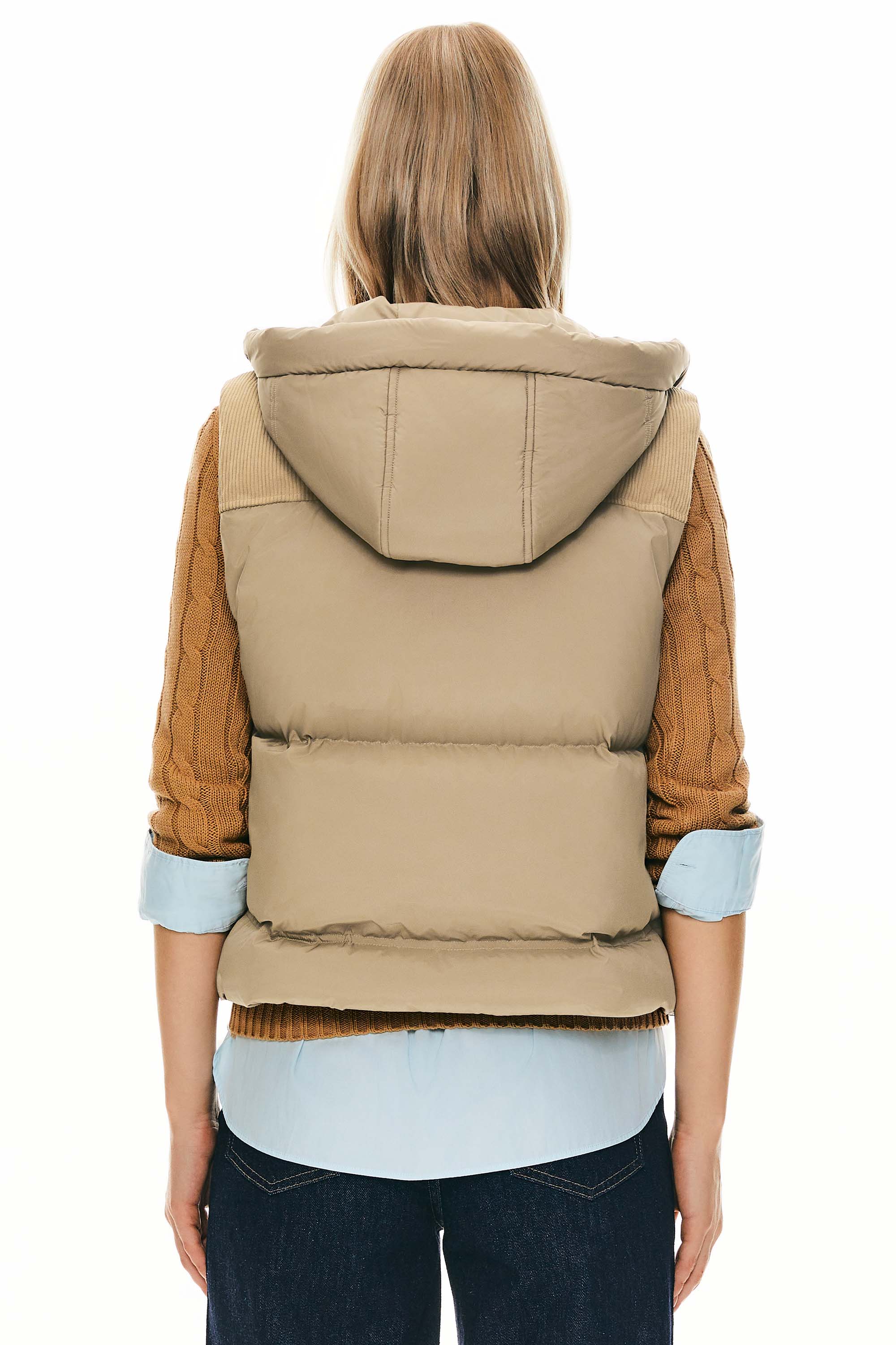 Hooded Puffer Down Vest Cropped Zip Up Lightweight - Image 4
