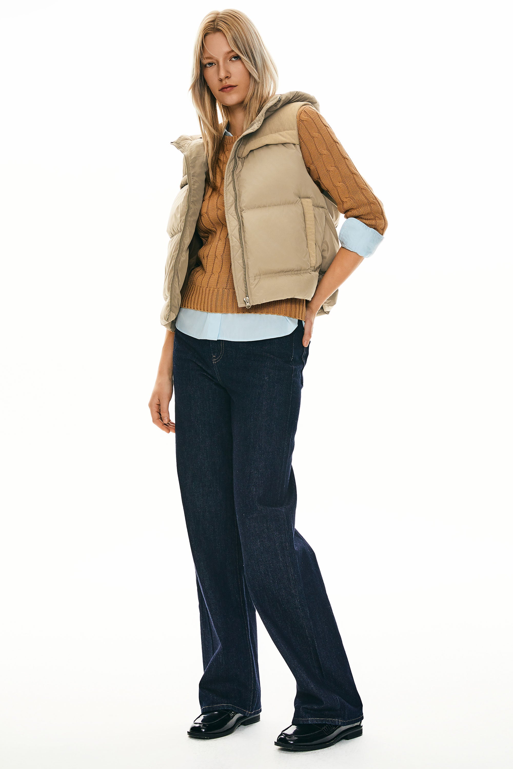 Hooded Puffer Down Vest Cropped Zip Up Lightweight - Image 5