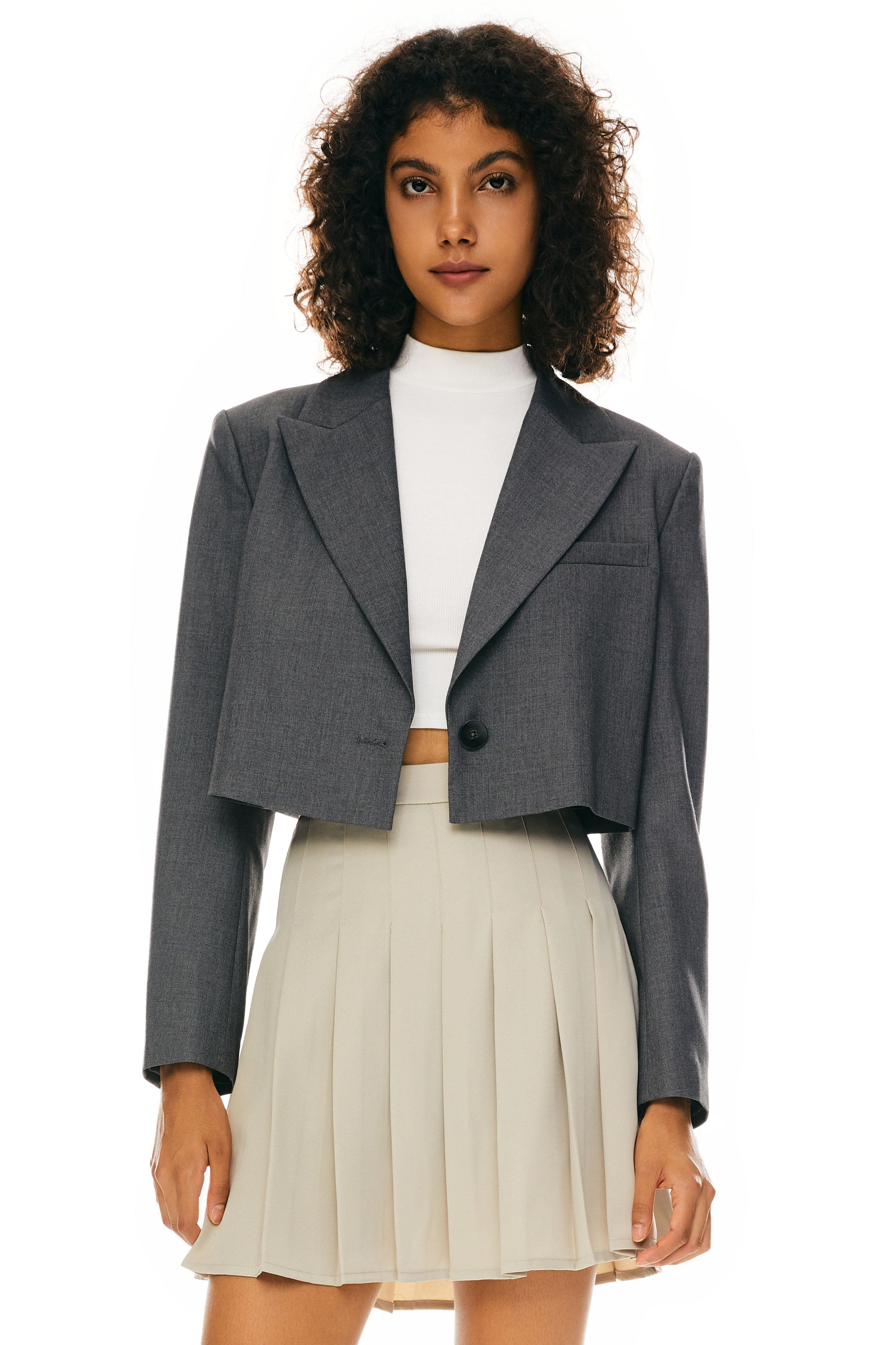 Long Sleeve Cropped Blazer Casual Business - Image 8