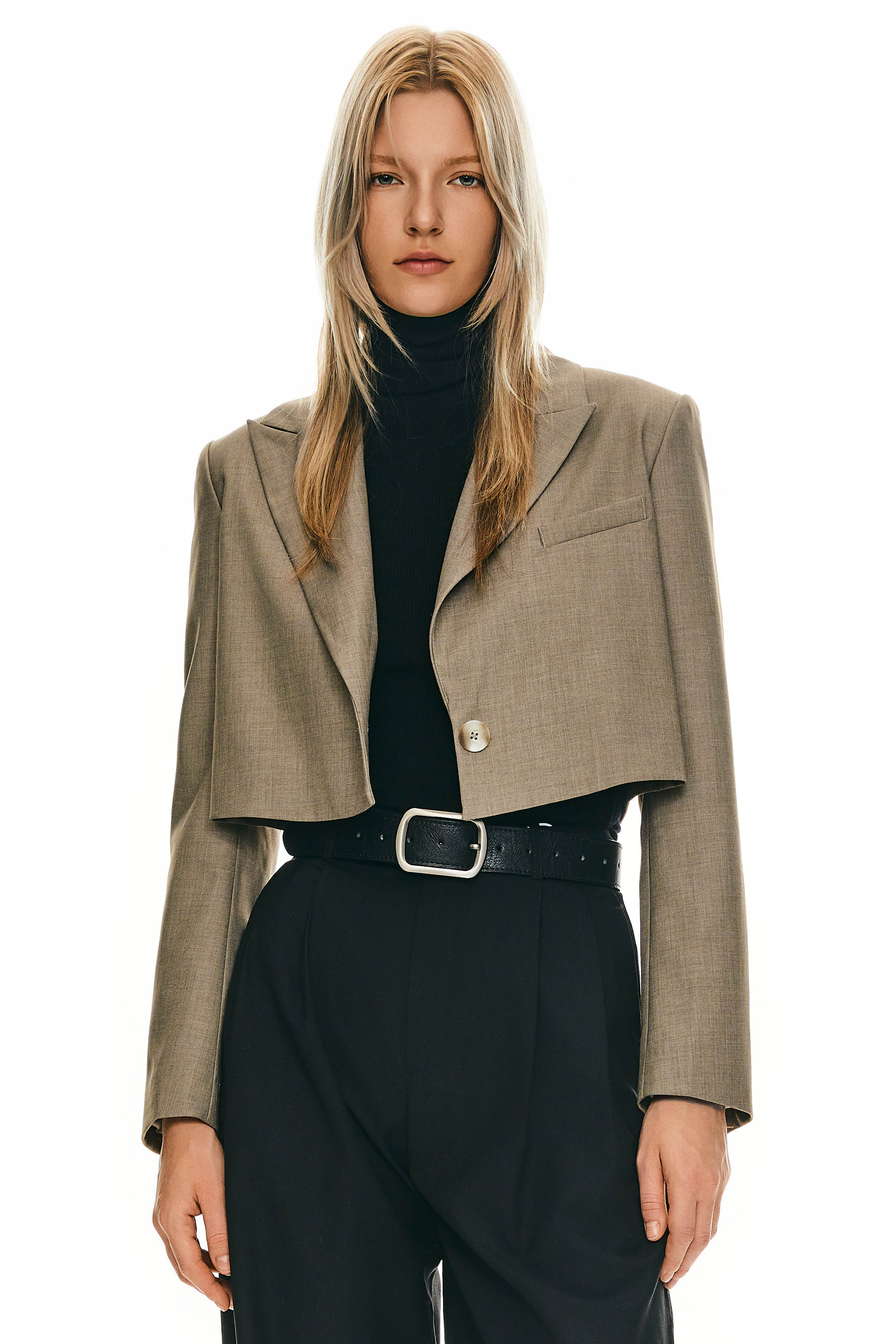 Long Sleeve Cropped Blazer Casual Business - Image 2