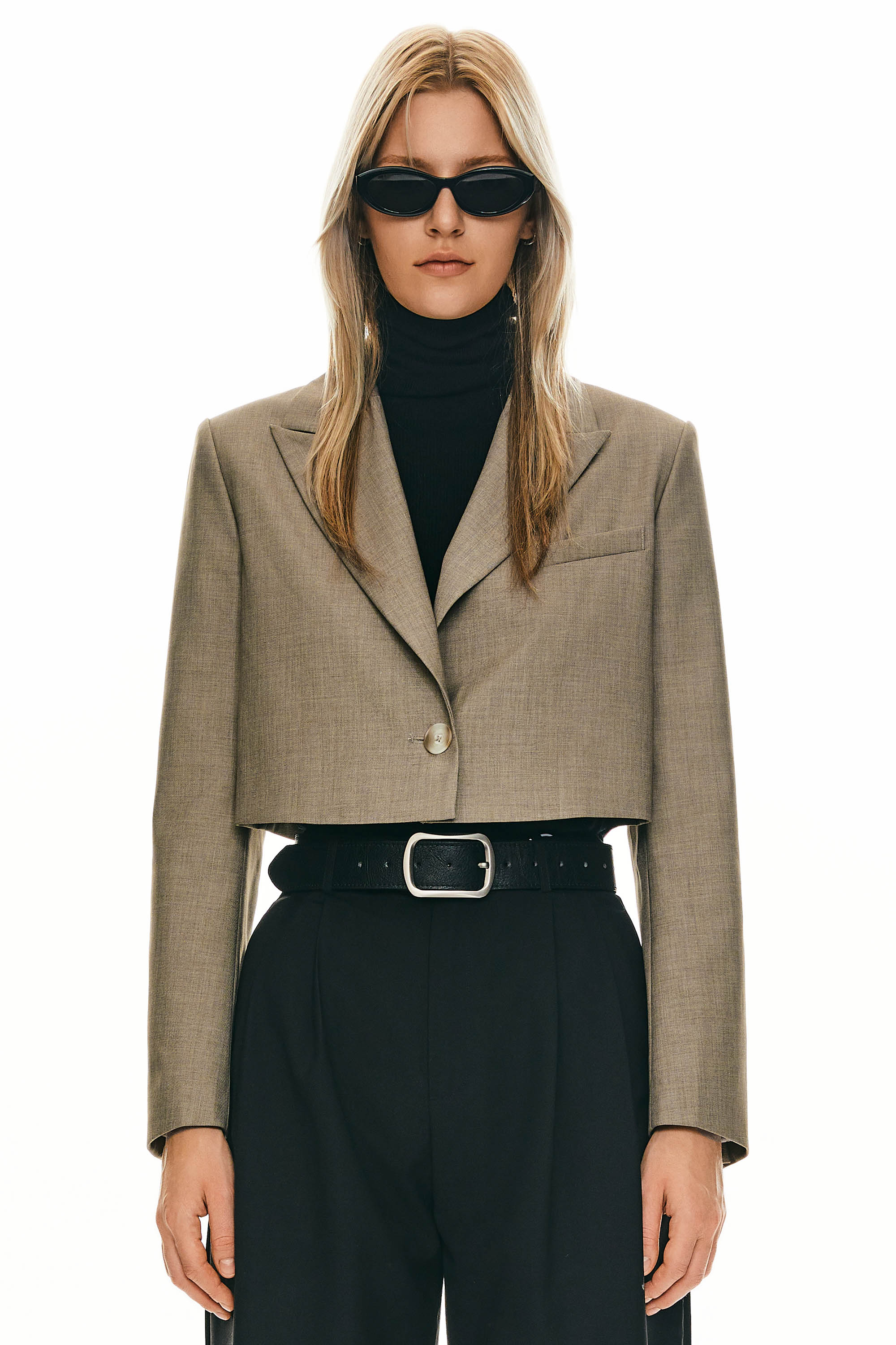 Long Sleeve Cropped Blazer Casual Business - Image 6