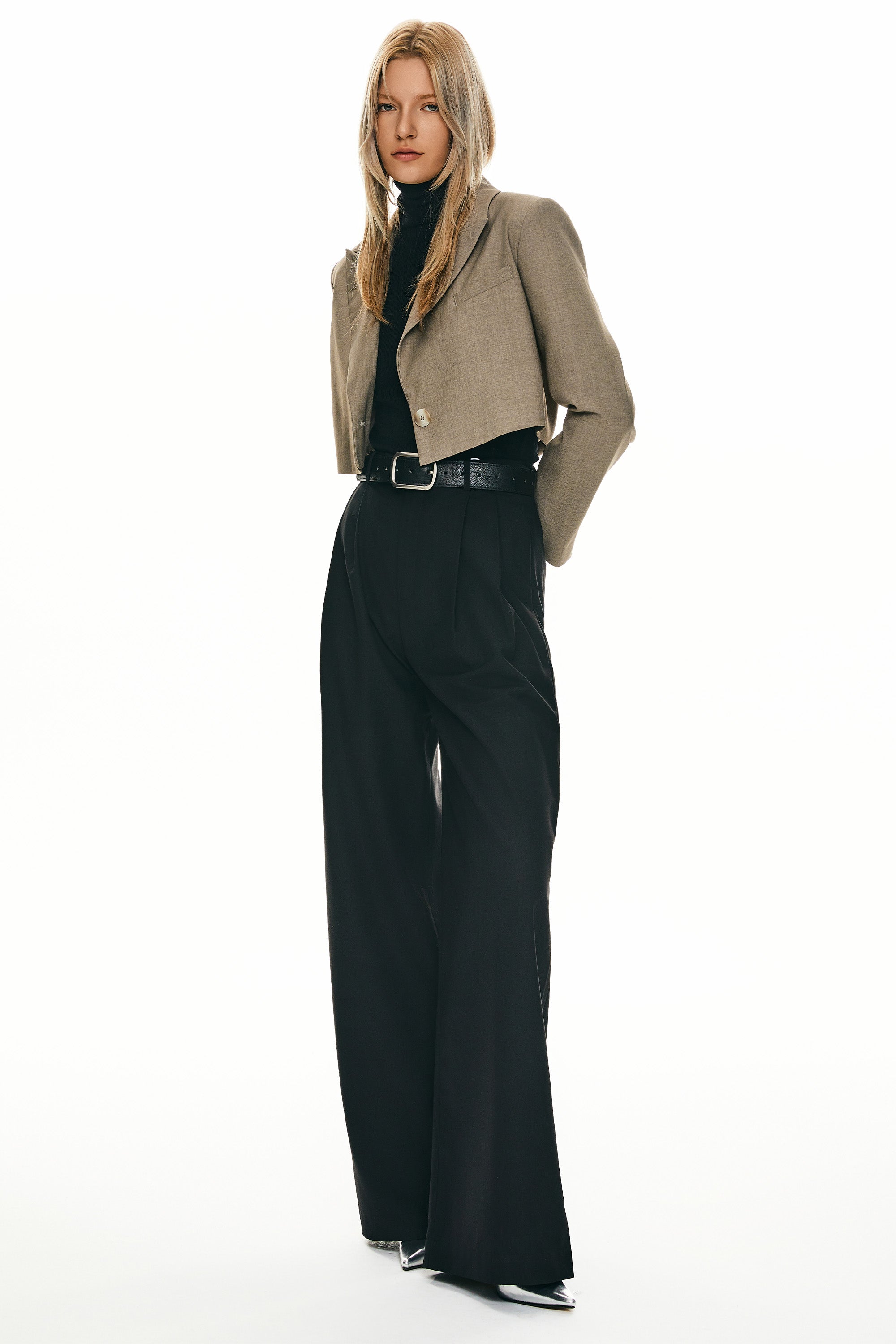 Long Sleeve Cropped Blazer Casual Business - Image 4