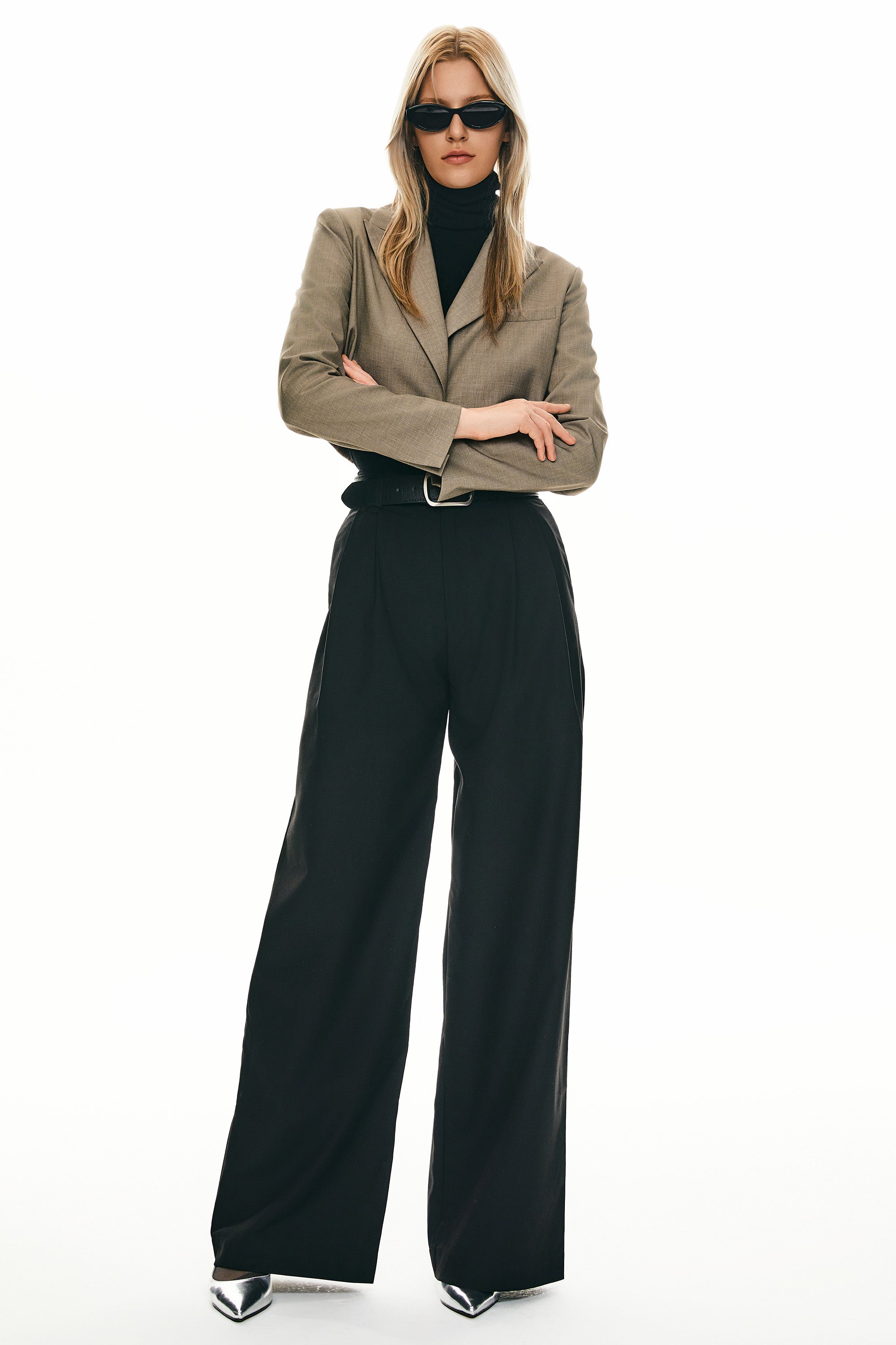 Long Sleeve Cropped Blazer Casual Business - Image 3