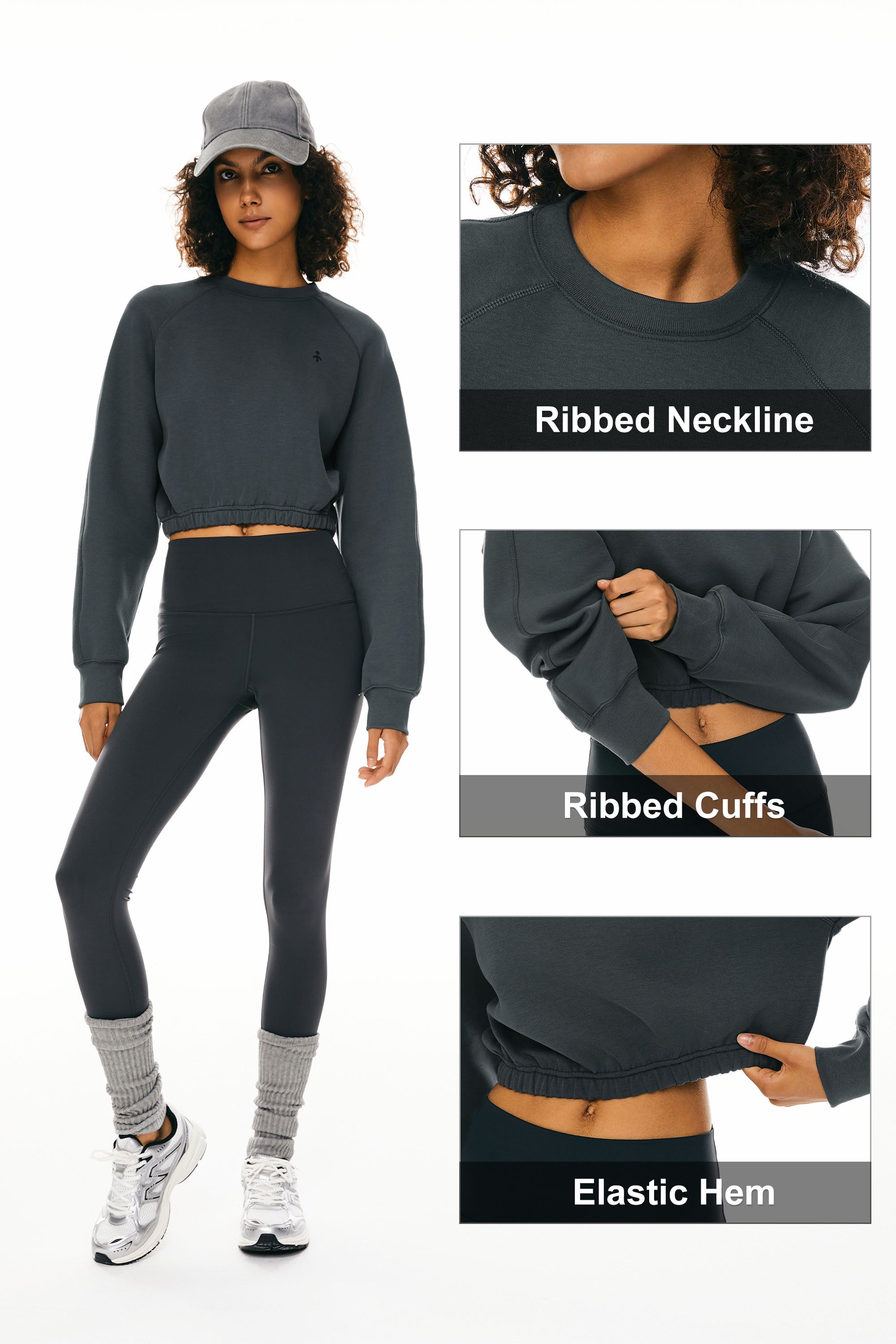 Oversized Cropped Sweatshirt Long Sleeve - Image 9