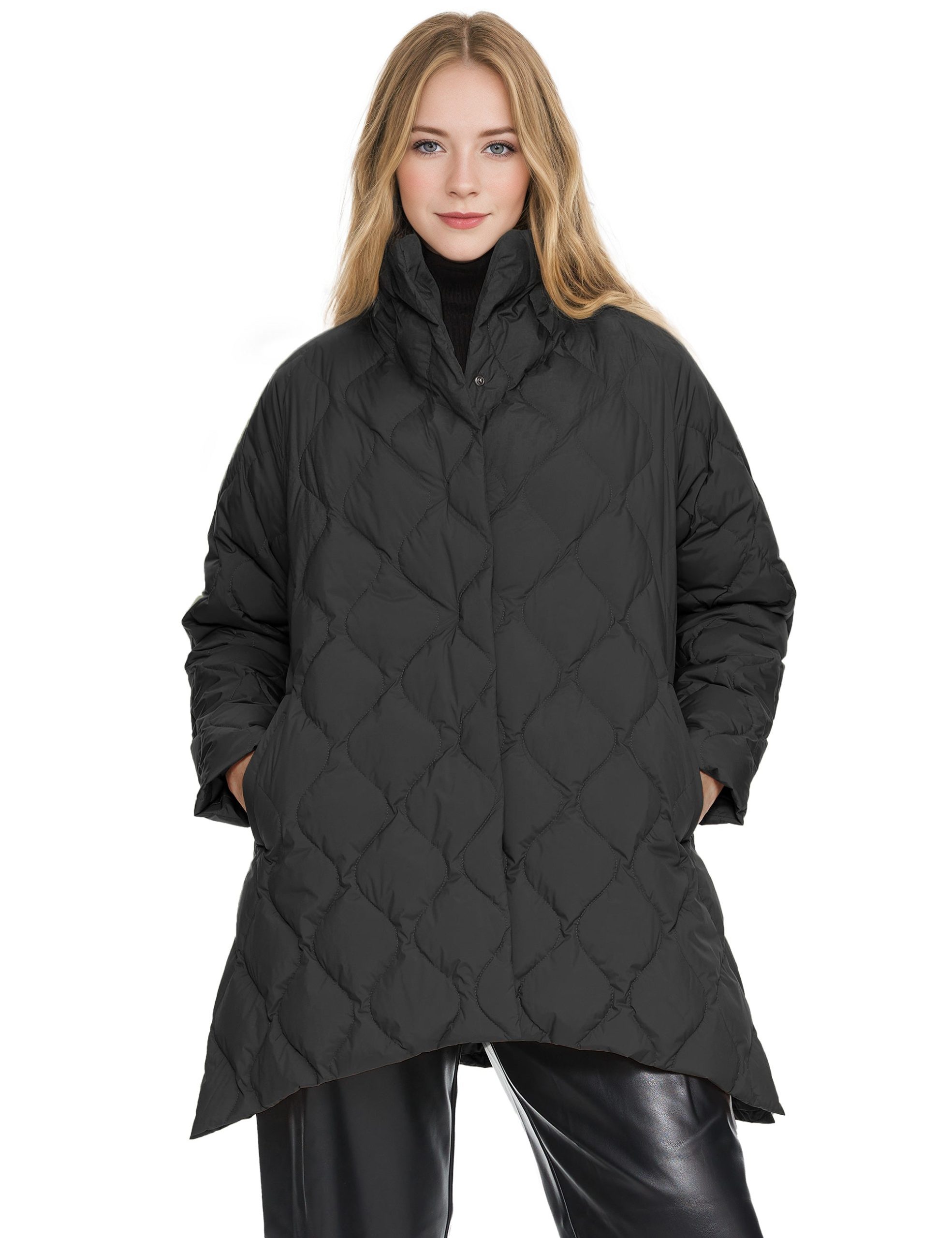 Oversized Quilted Puffer Jacket Lightweight with Pockets - Image 22