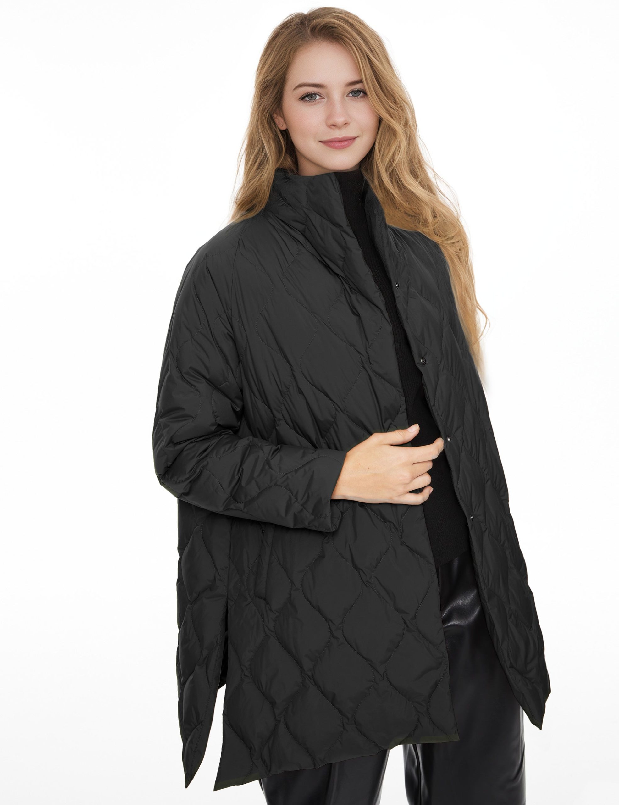 Oversized Quilted Puffer Jacket Lightweight with Pockets - Image 21