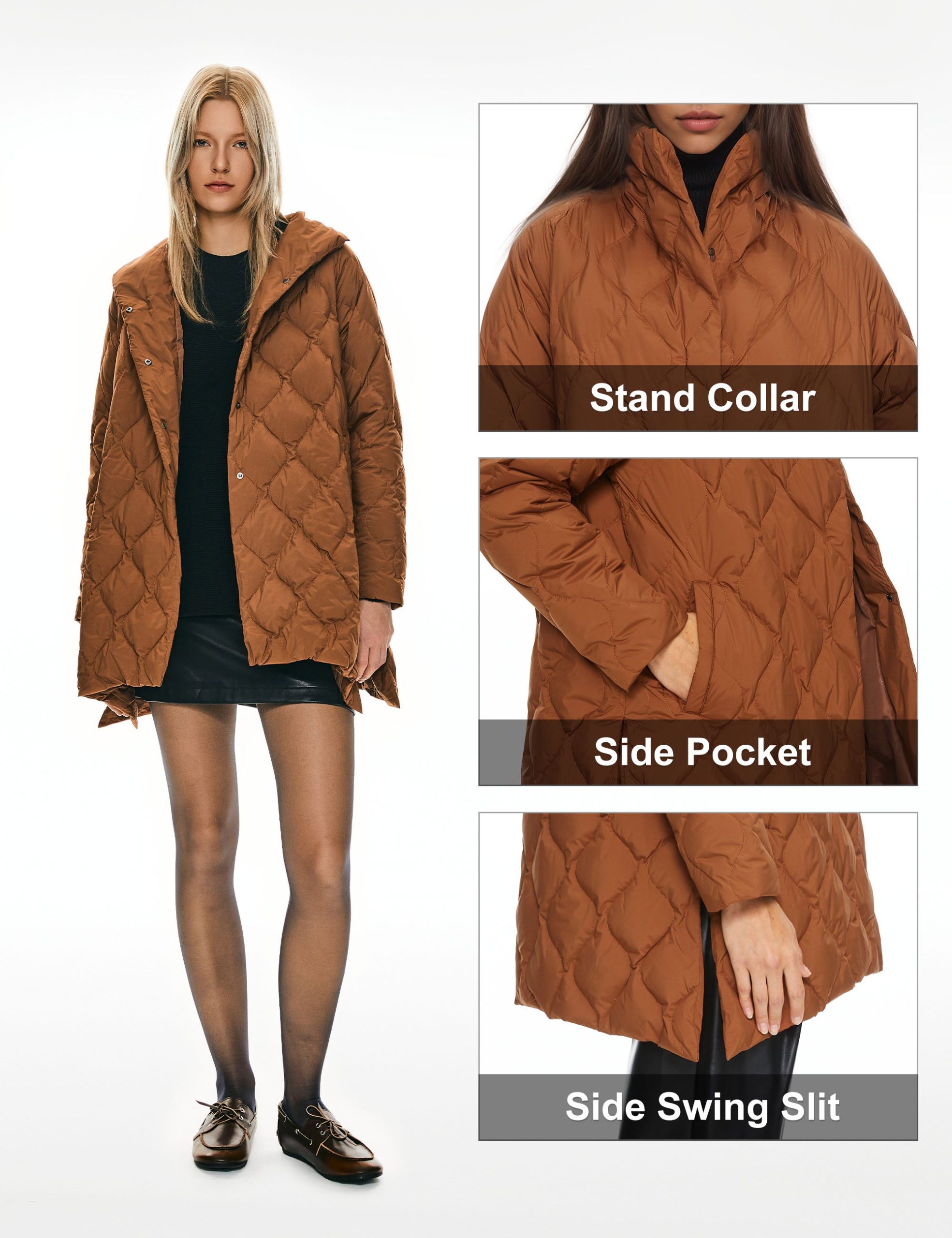 Oversized Quilted Puffer Jacket Lightweight with Pockets - Image 12