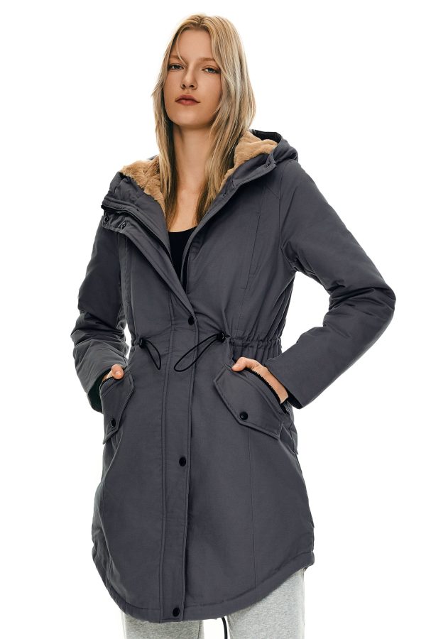 Fleece-Lined Hooded Parka Jacket with Pockets - Image 75