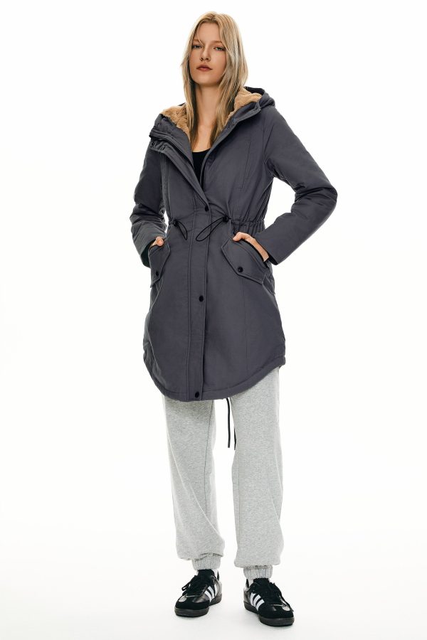 Fleece-Lined Hooded Parka Jacket with Pockets - Image 74
