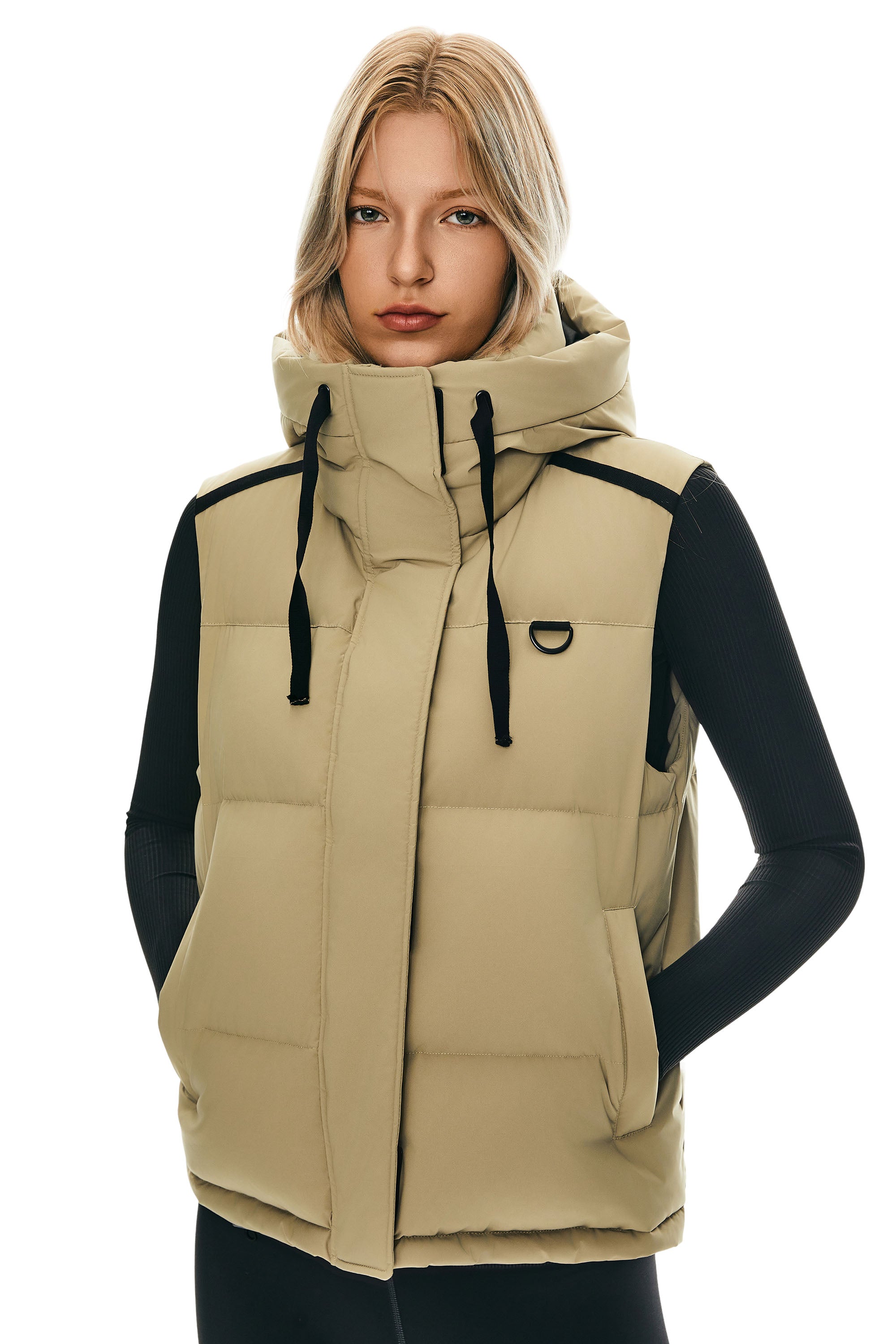 Puffer Down Vest Hooded Cropped Zip Up - Image 6