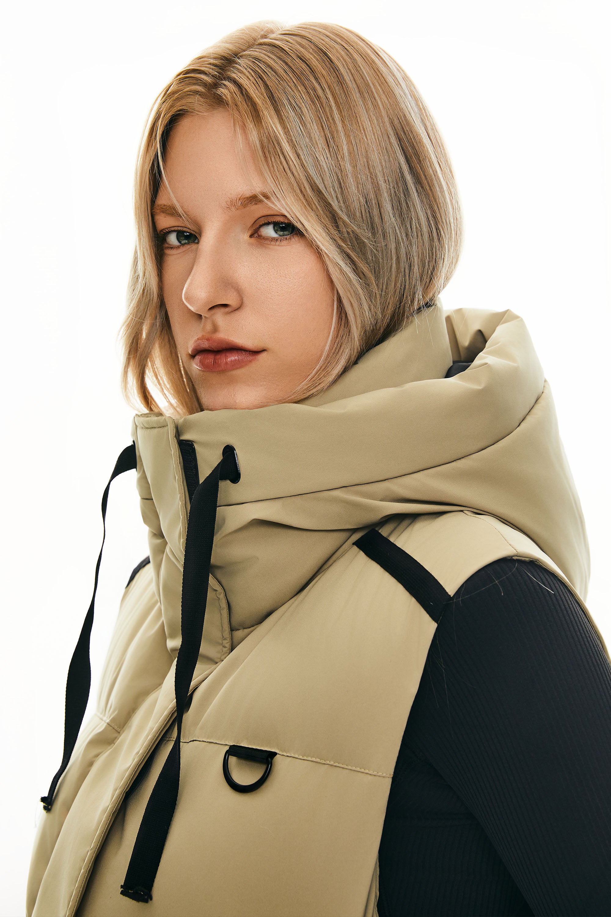 Puffer Down Vest Hooded Cropped Zip Up - Image 7