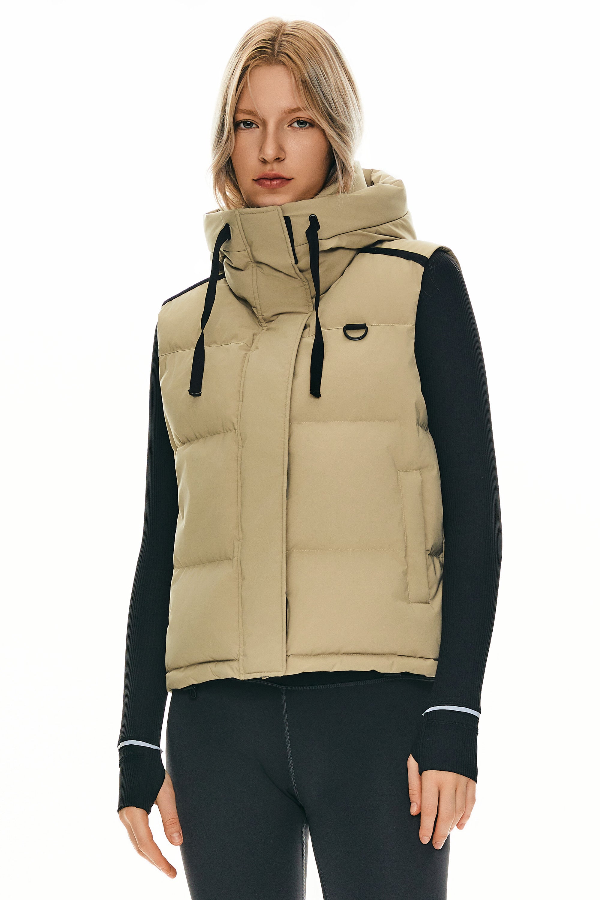 Puffer Down Vest Hooded Cropped Zip Up - Image 2