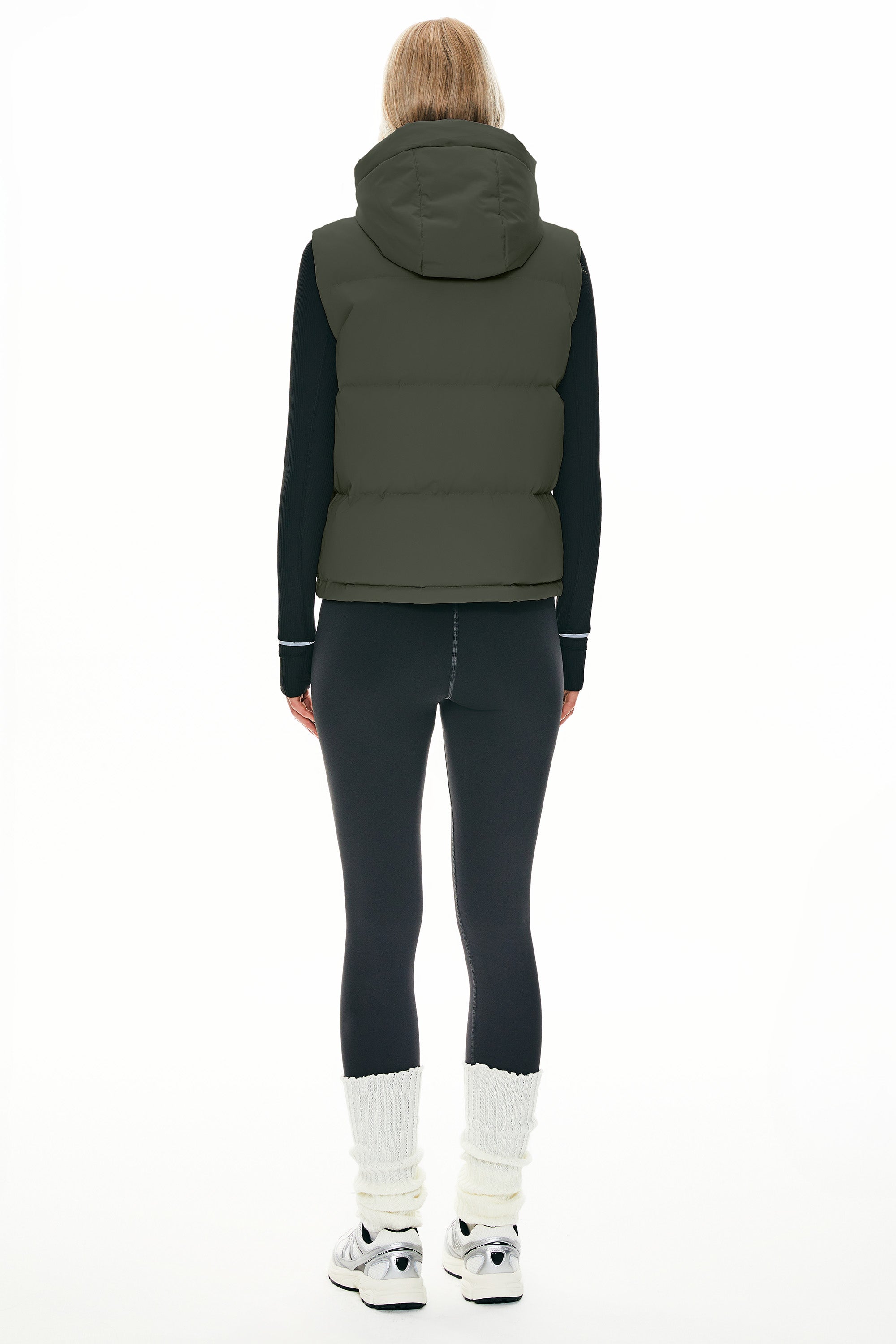 Puffer Down Vest Hooded Cropped Zip Up - Image 12