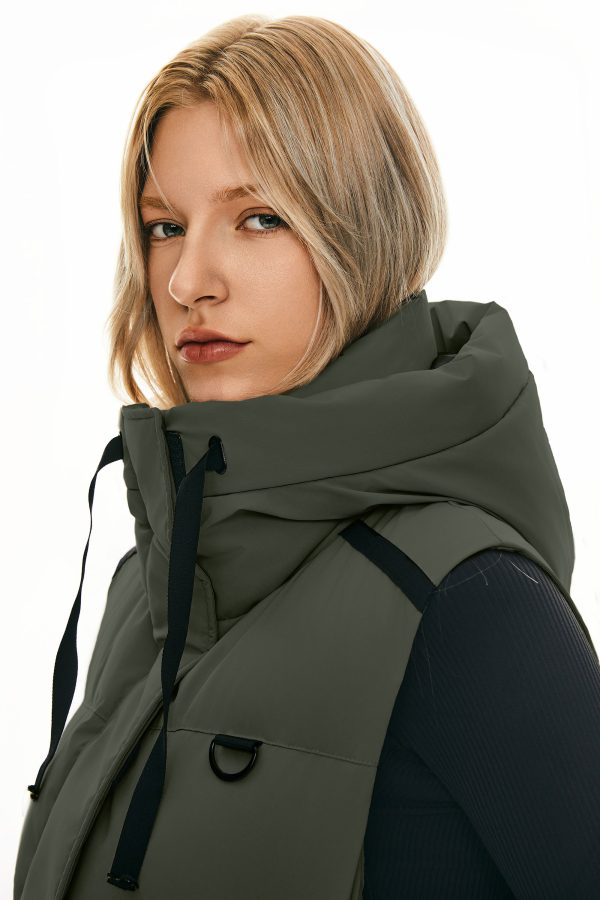 Puffer Down Vest Hooded Cropped Zip Up - Image 14