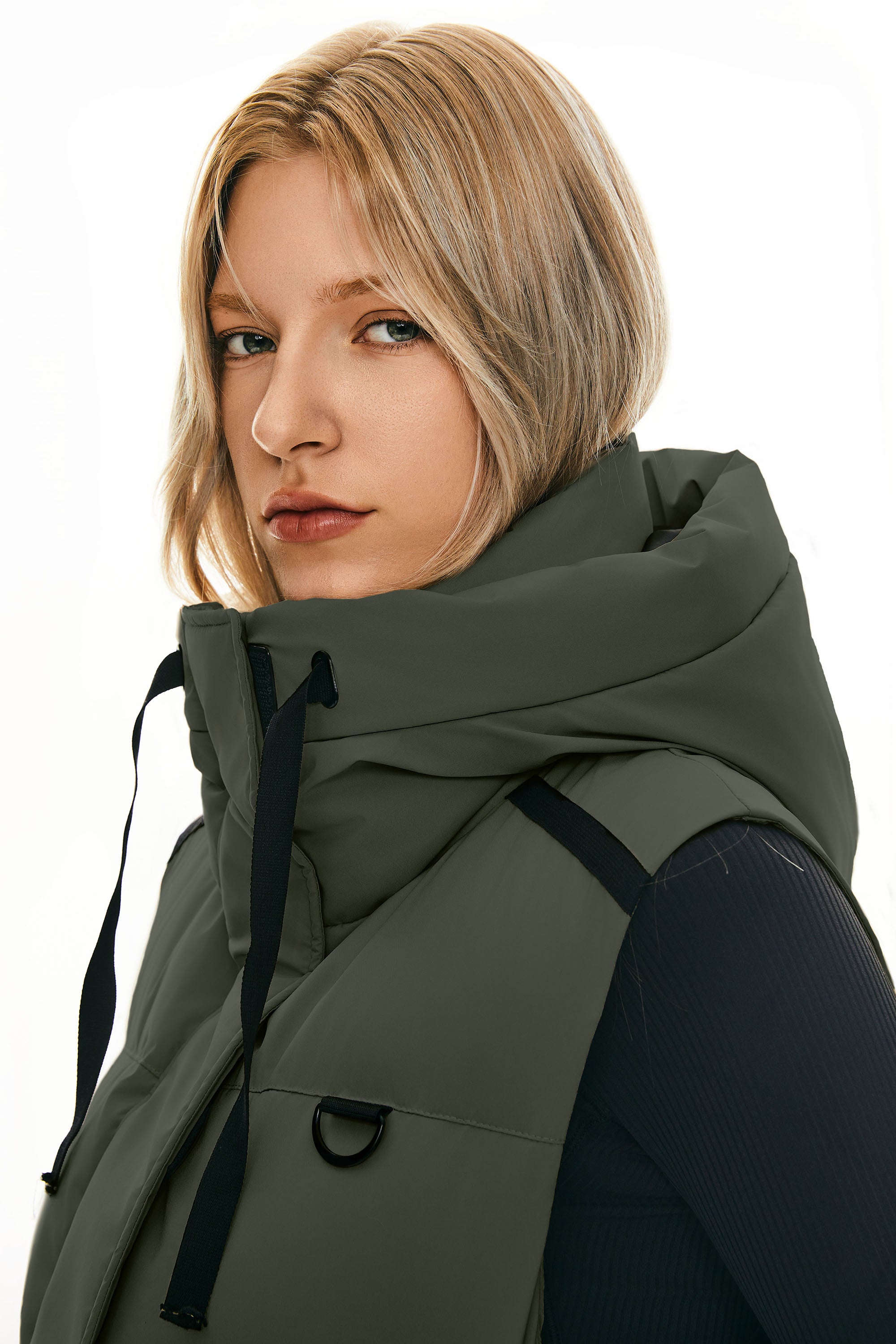 Puffer Down Vest Hooded Cropped Zip Up - Image 14