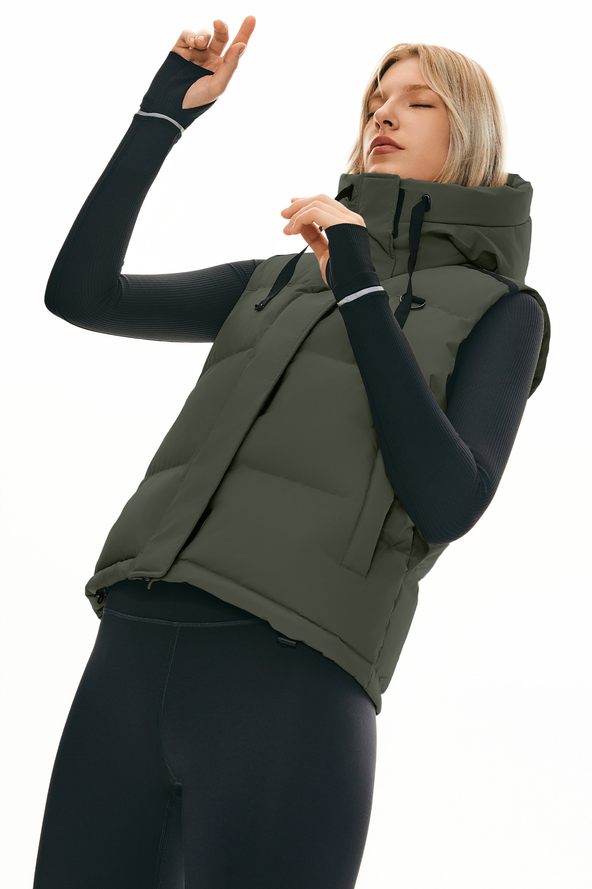 Puffer Down Vest Hooded Cropped Zip Up - Image 13