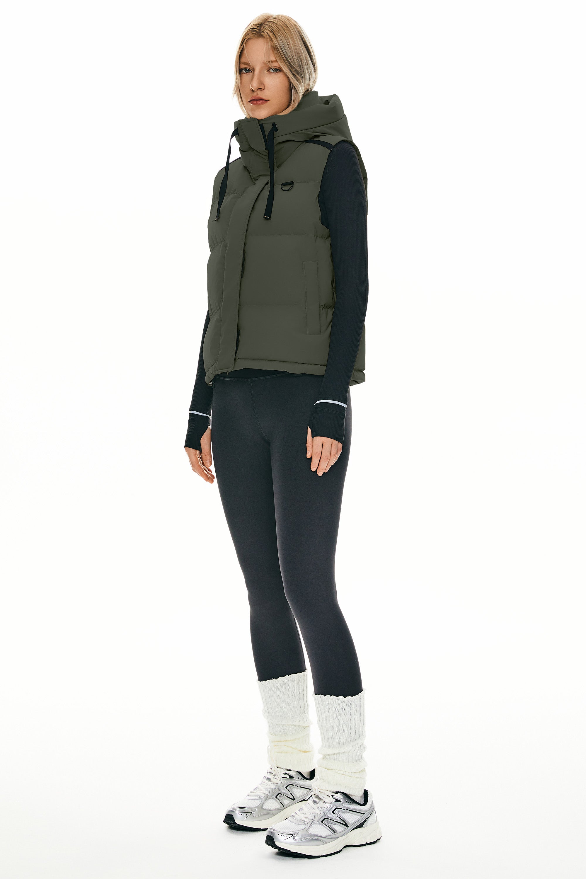 Puffer Down Vest Hooded Cropped Zip Up - Image 11