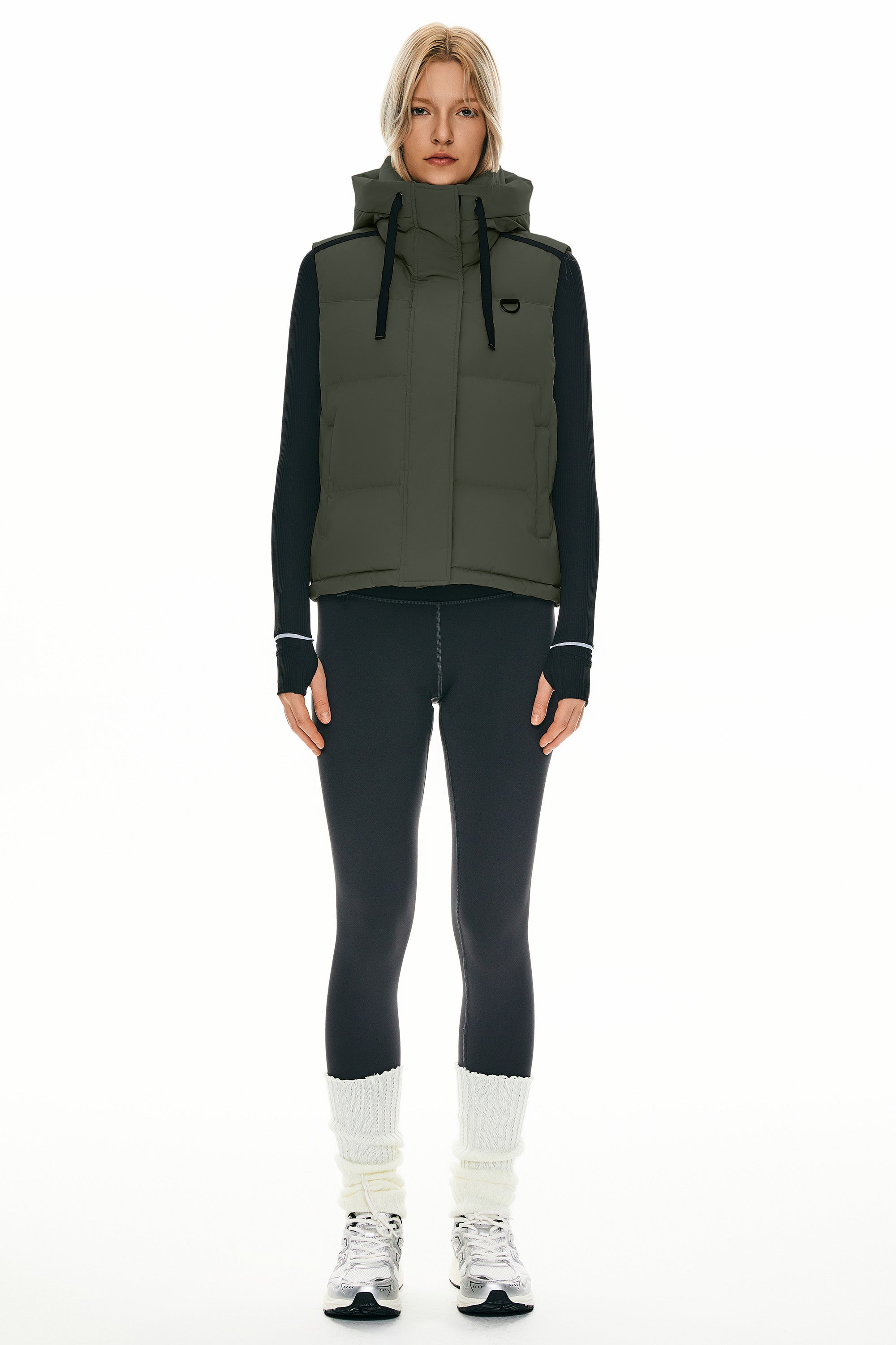 Puffer Down Vest Hooded Cropped Zip Up - Image 9