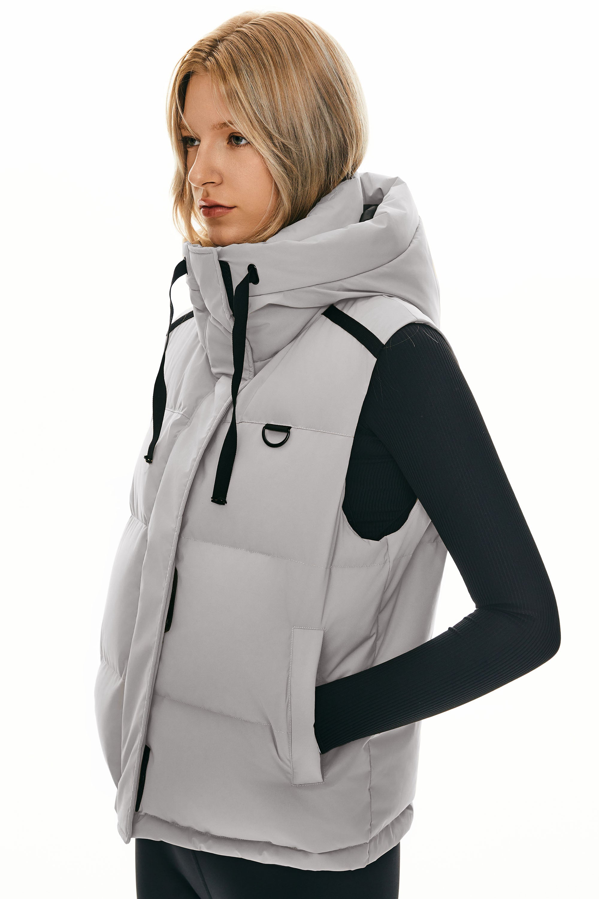 Puffer Down Vest Hooded Cropped Zip Up - Image 18
