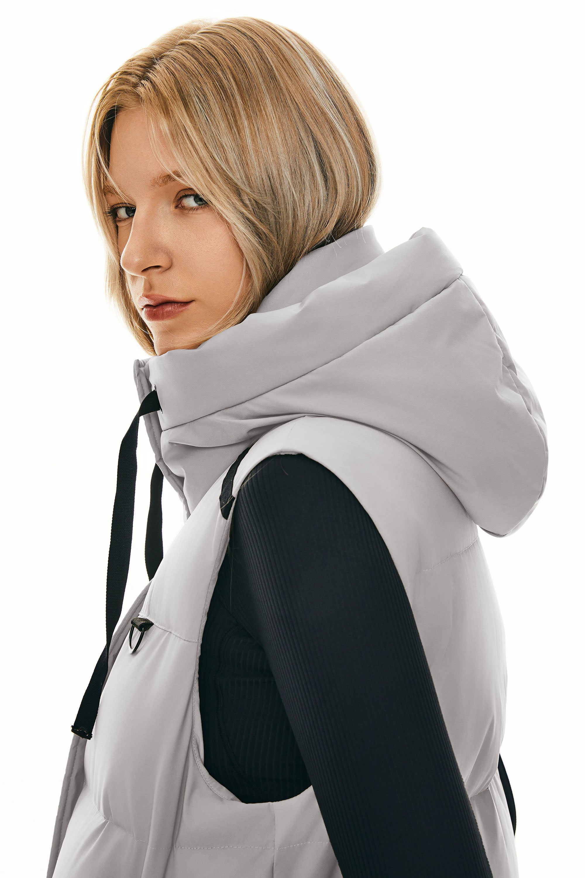 Puffer Down Vest Hooded Cropped Zip Up - Image 20