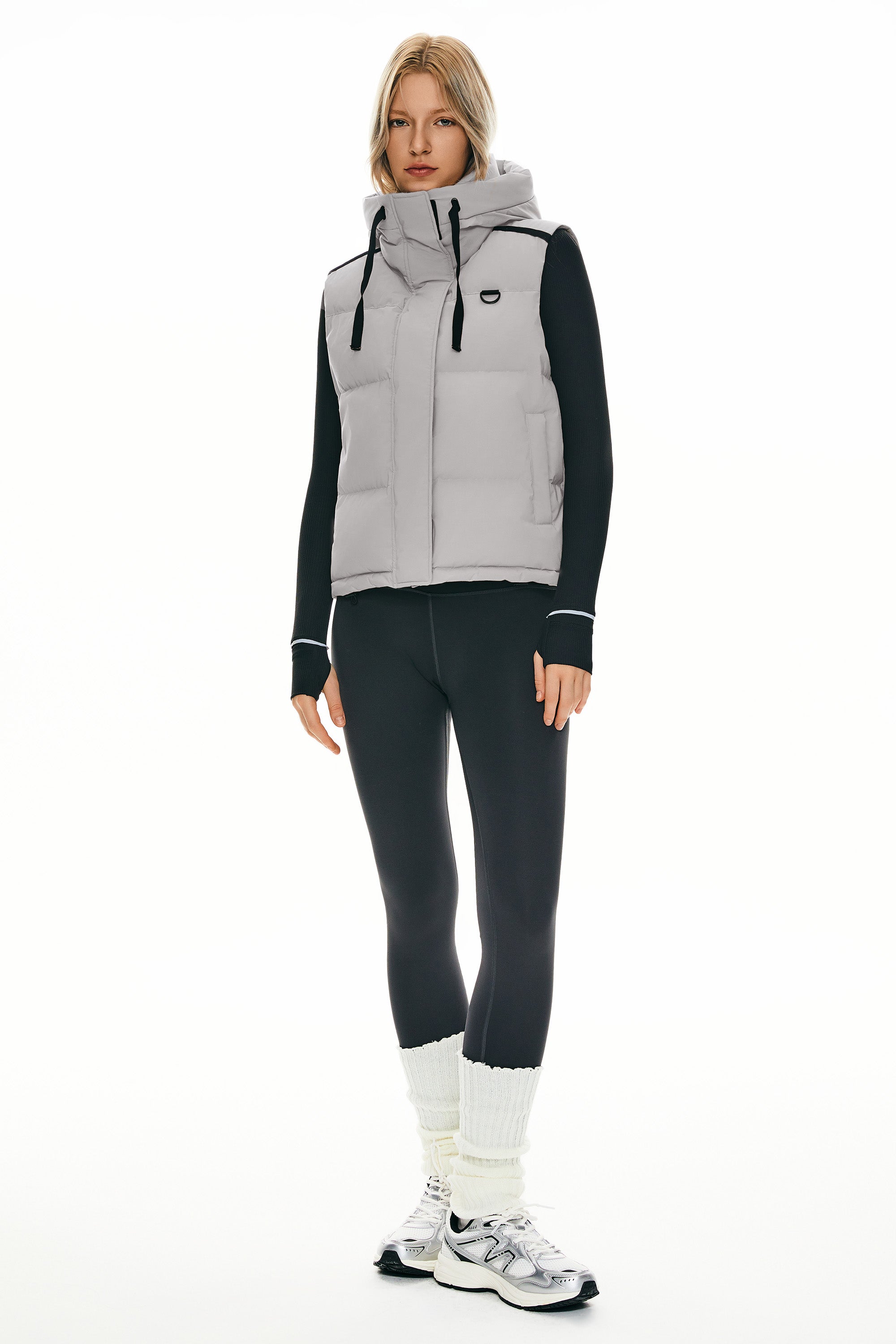 Puffer Down Vest Hooded Cropped Zip Up - Image 15