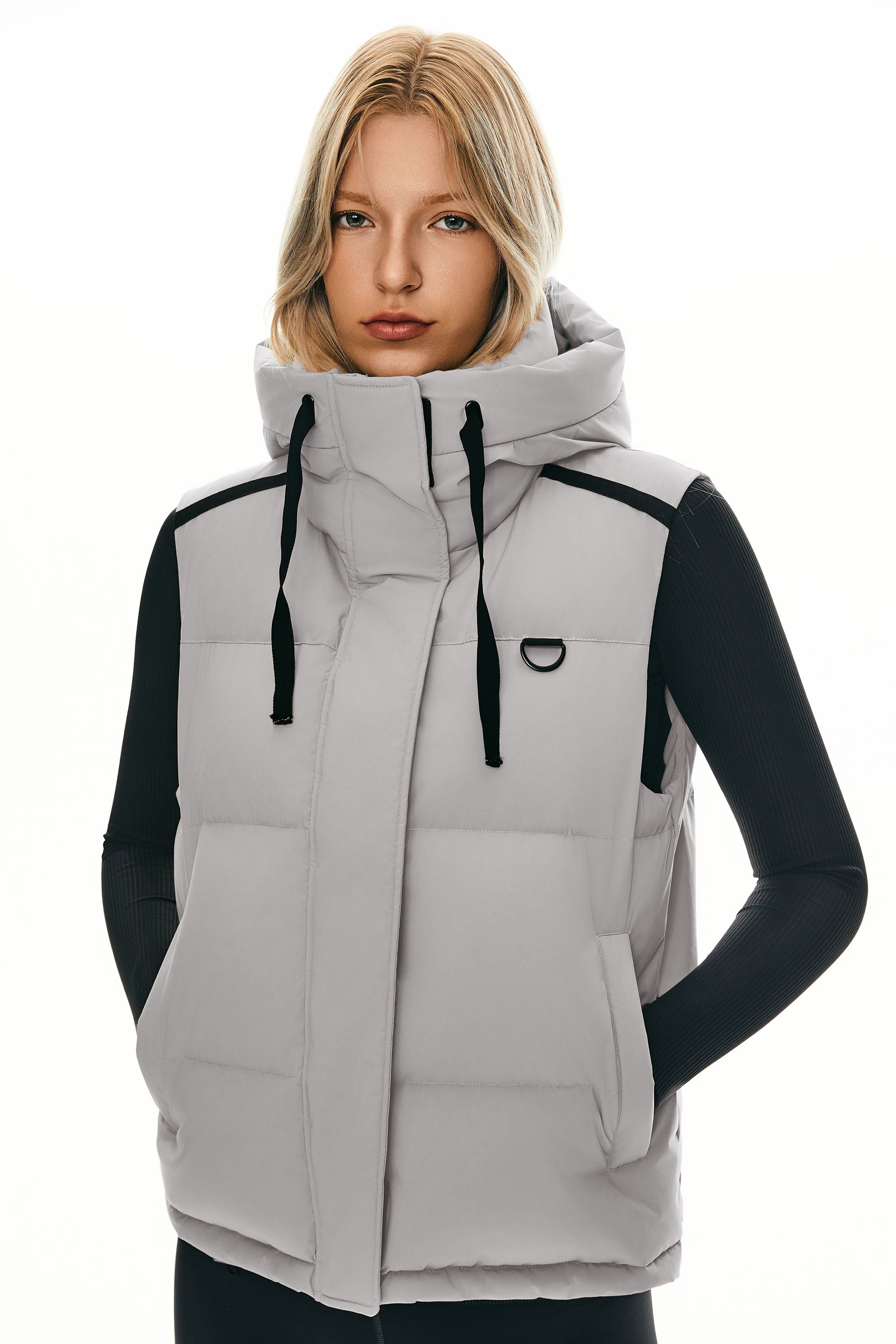 Puffer Down Vest Hooded Cropped Zip Up - Image 19