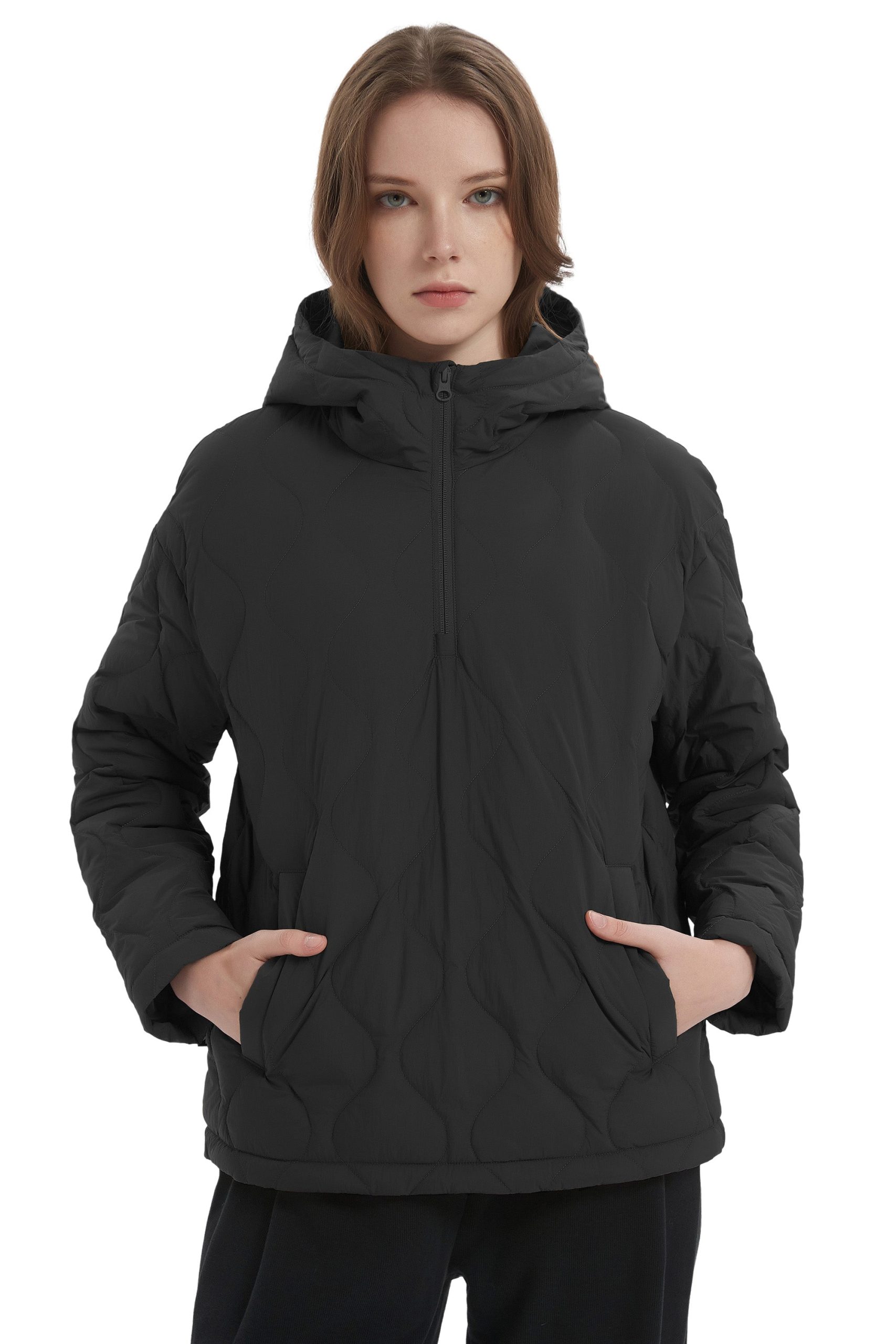 Down Puffer Jacket Half Zip Hoodies Coat - Image 15