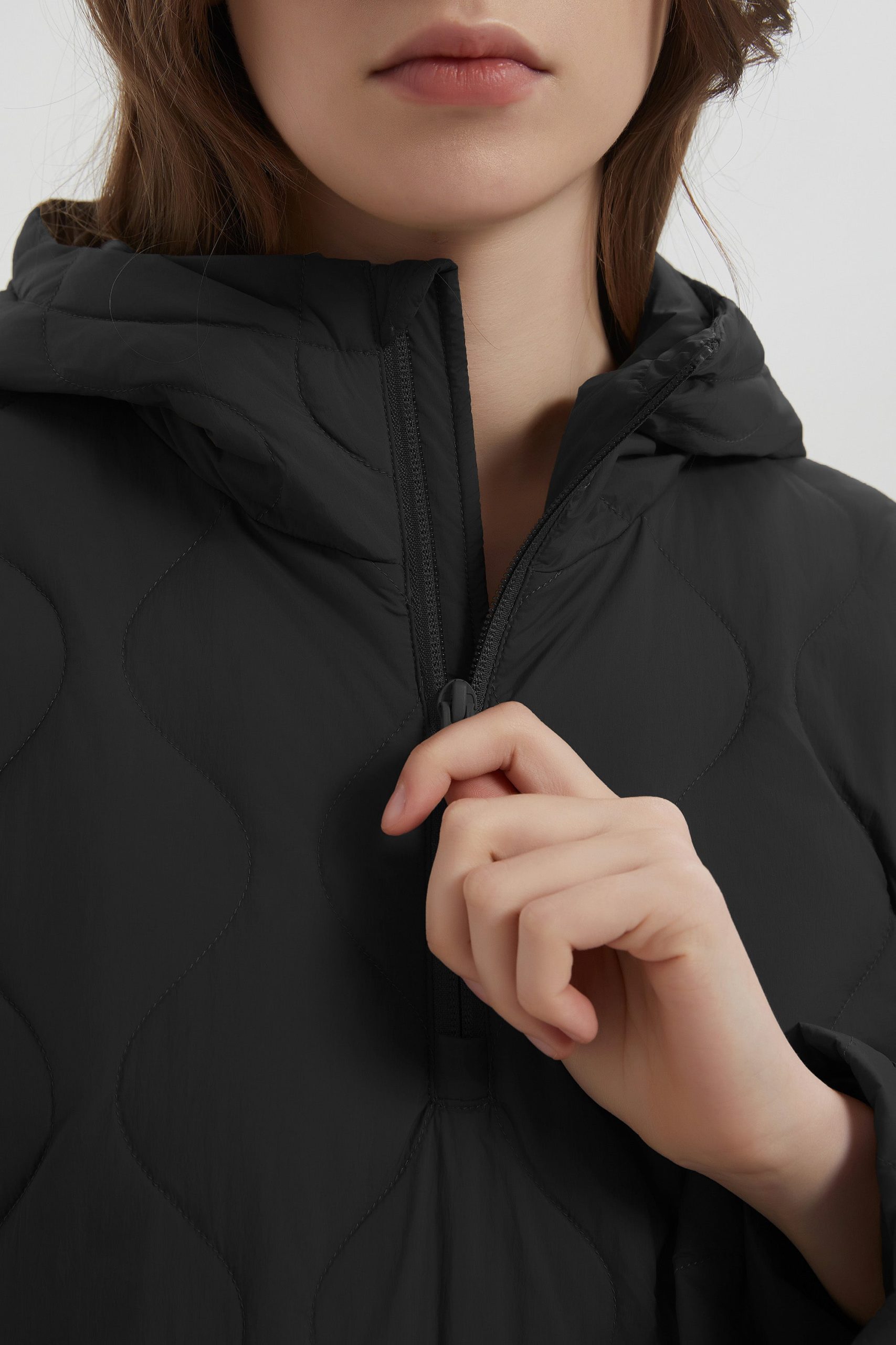 Down Puffer Jacket Half Zip Hoodies Coat - Image 17