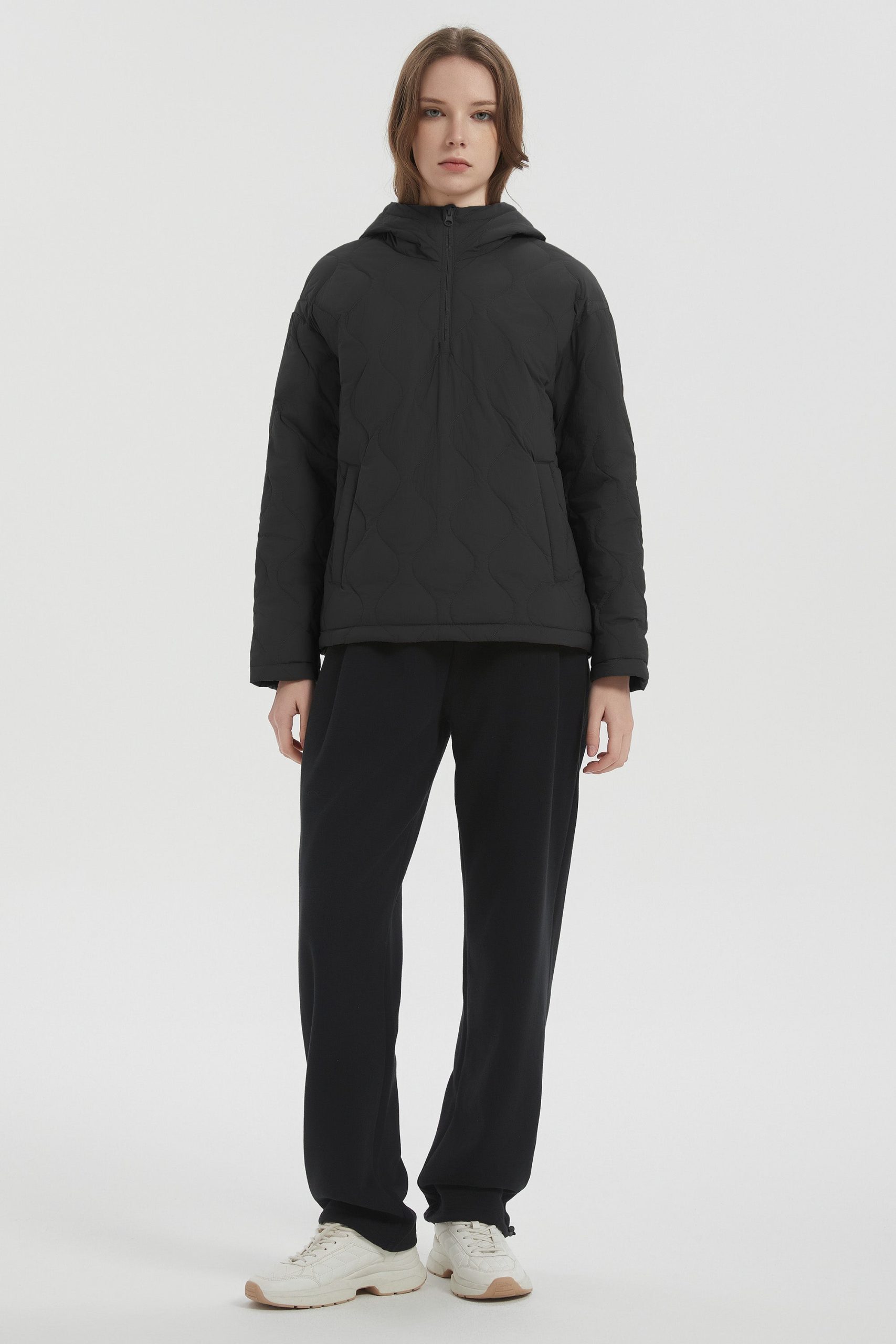 Down Puffer Jacket Half Zip Hoodies Coat - Image 18