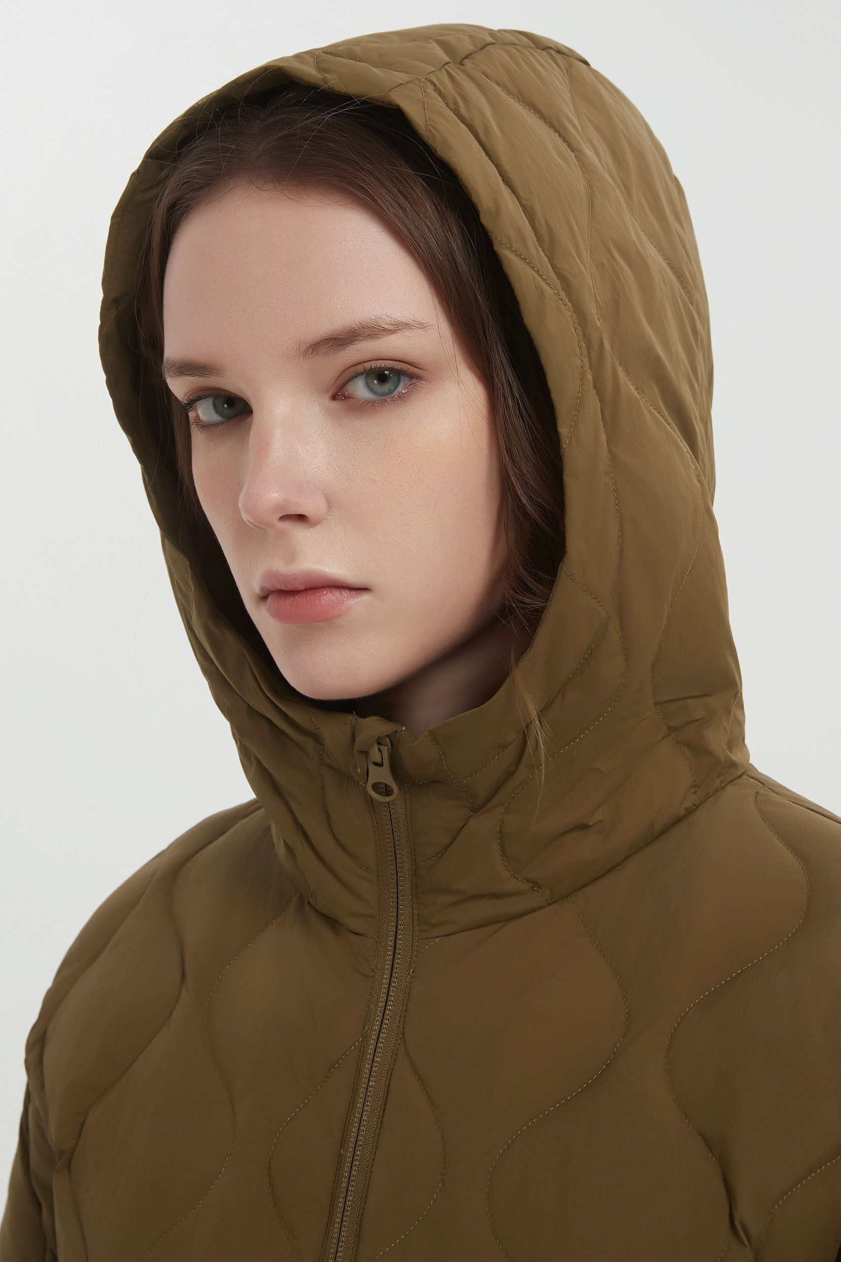 Down Puffer Jacket Half Zip Hoodies Coat - Image 4