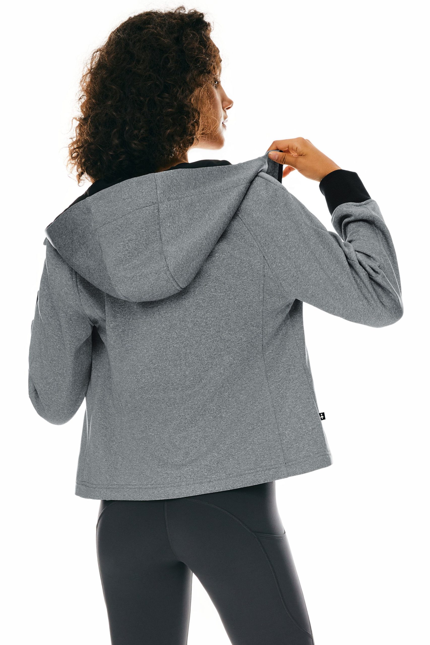 Zip Up Fleece Lined Hoodie Long Sleeve Cropped Sweatshirt - Image 4