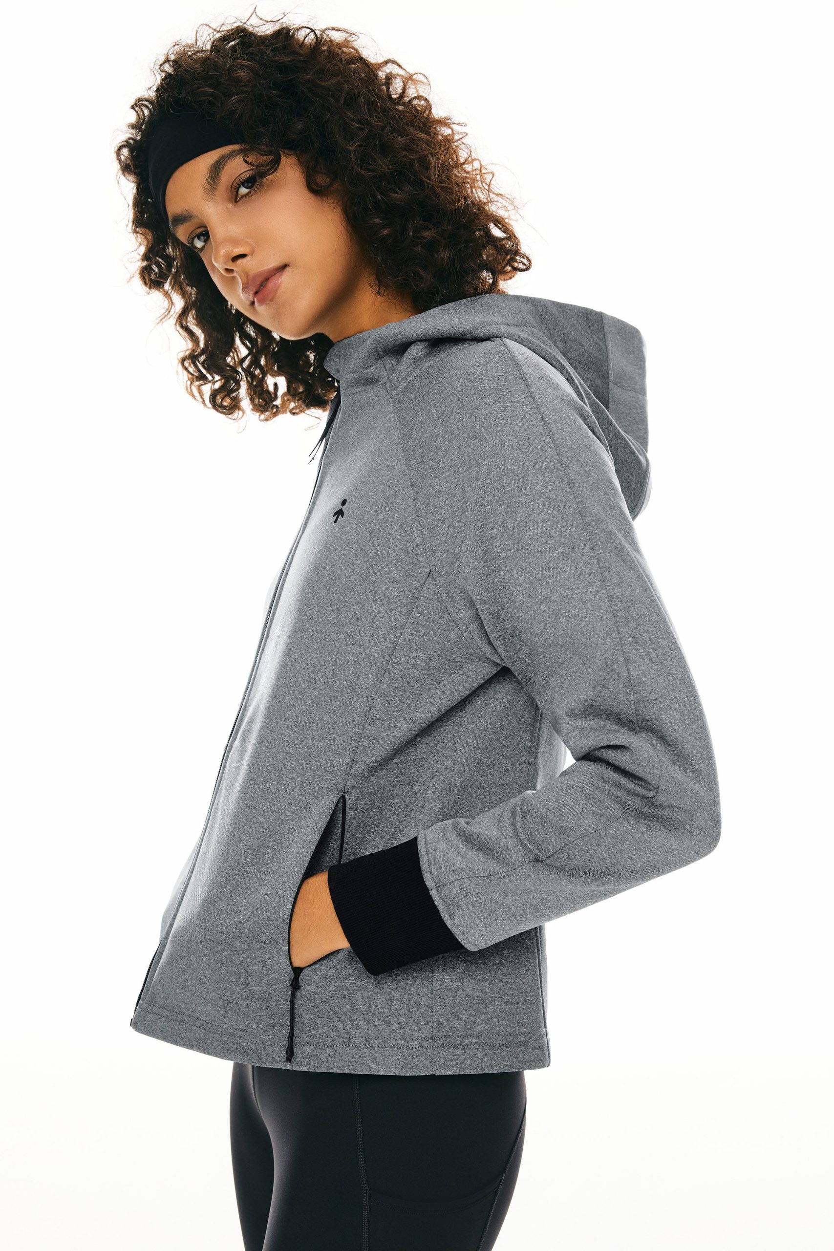 Zip Up Fleece Lined Hoodie Long Sleeve Cropped Sweatshirt - Image 2