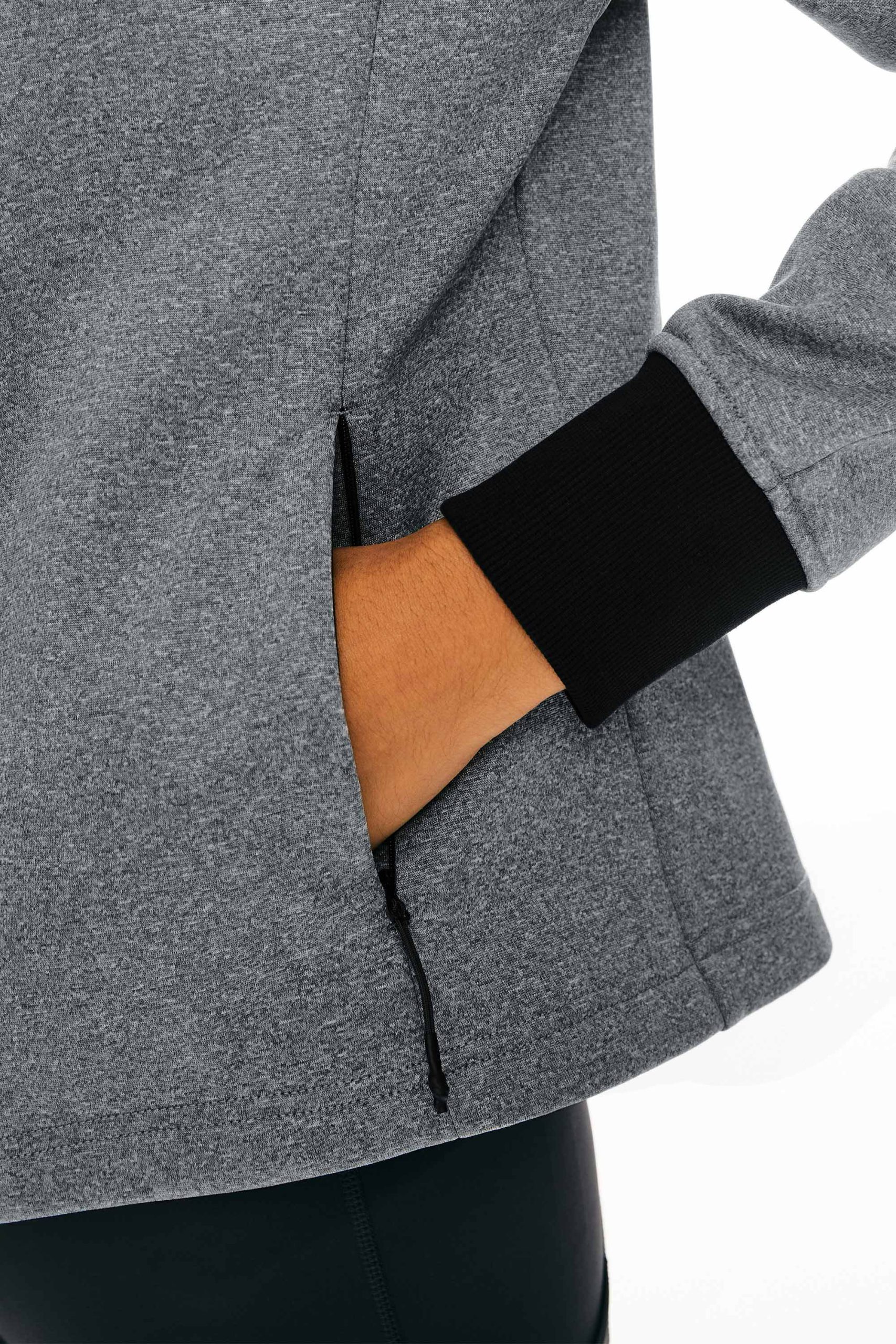 Zip Up Fleece Lined Hoodie Long Sleeve Cropped Sweatshirt - Image 7