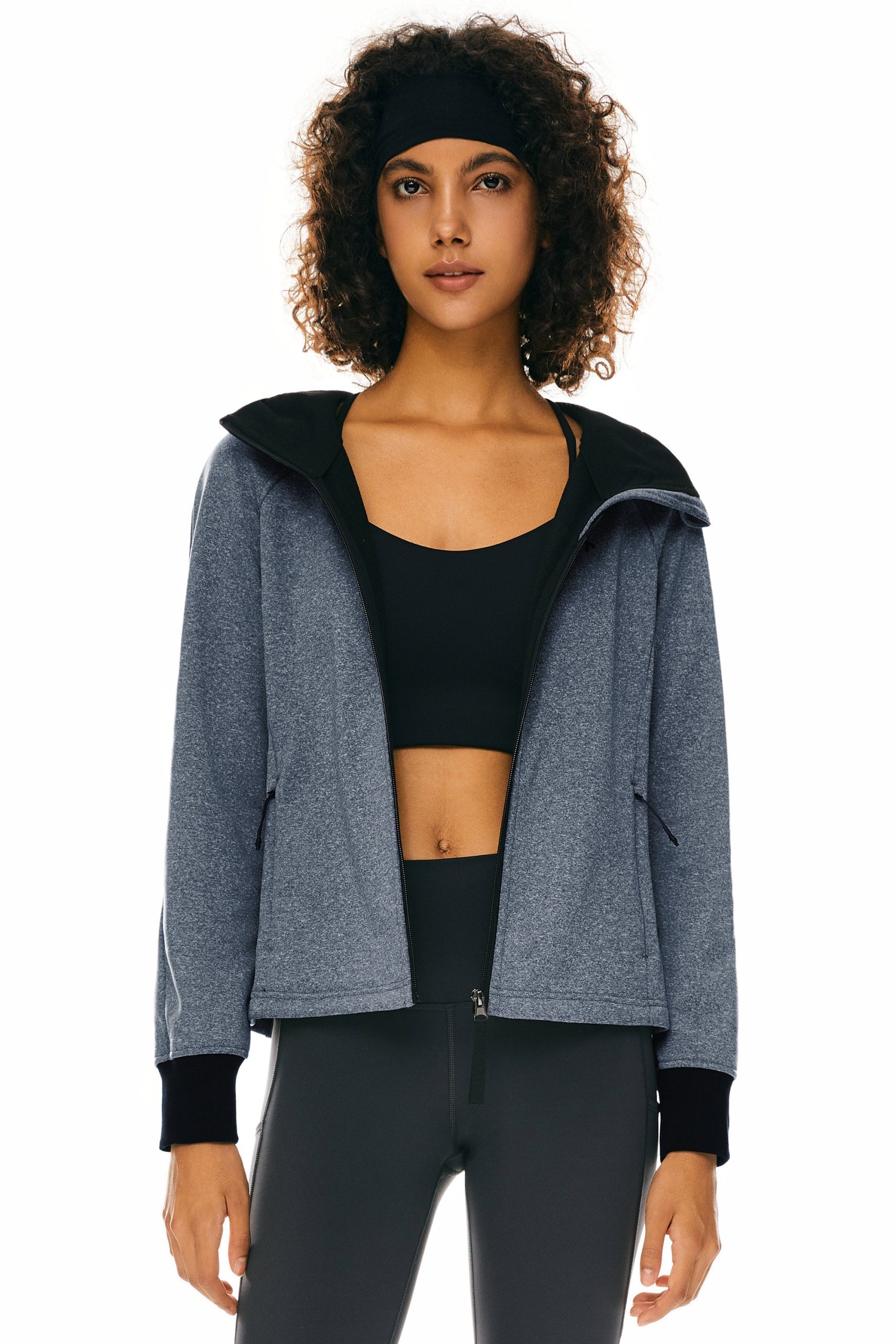 Zip Up Fleece Lined Hoodie Long Sleeve Cropped Sweatshirt - Image 10
