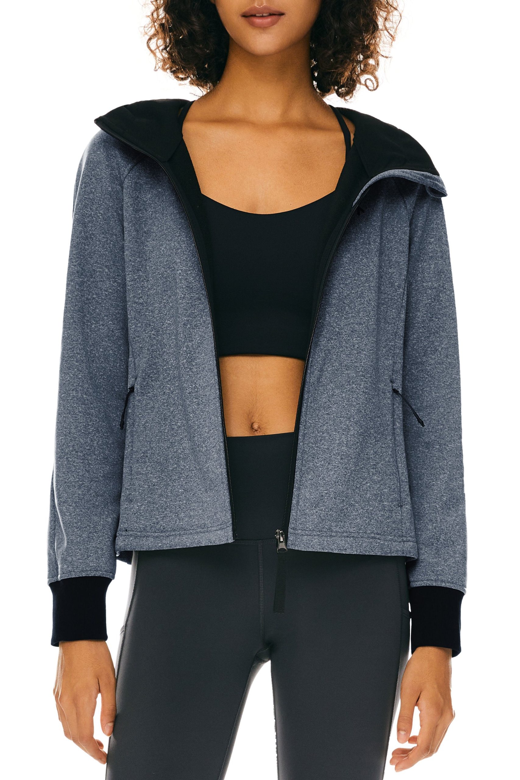 Zip Up Fleece Lined Hoodie Long Sleeve Cropped Sweatshirt - Image 14