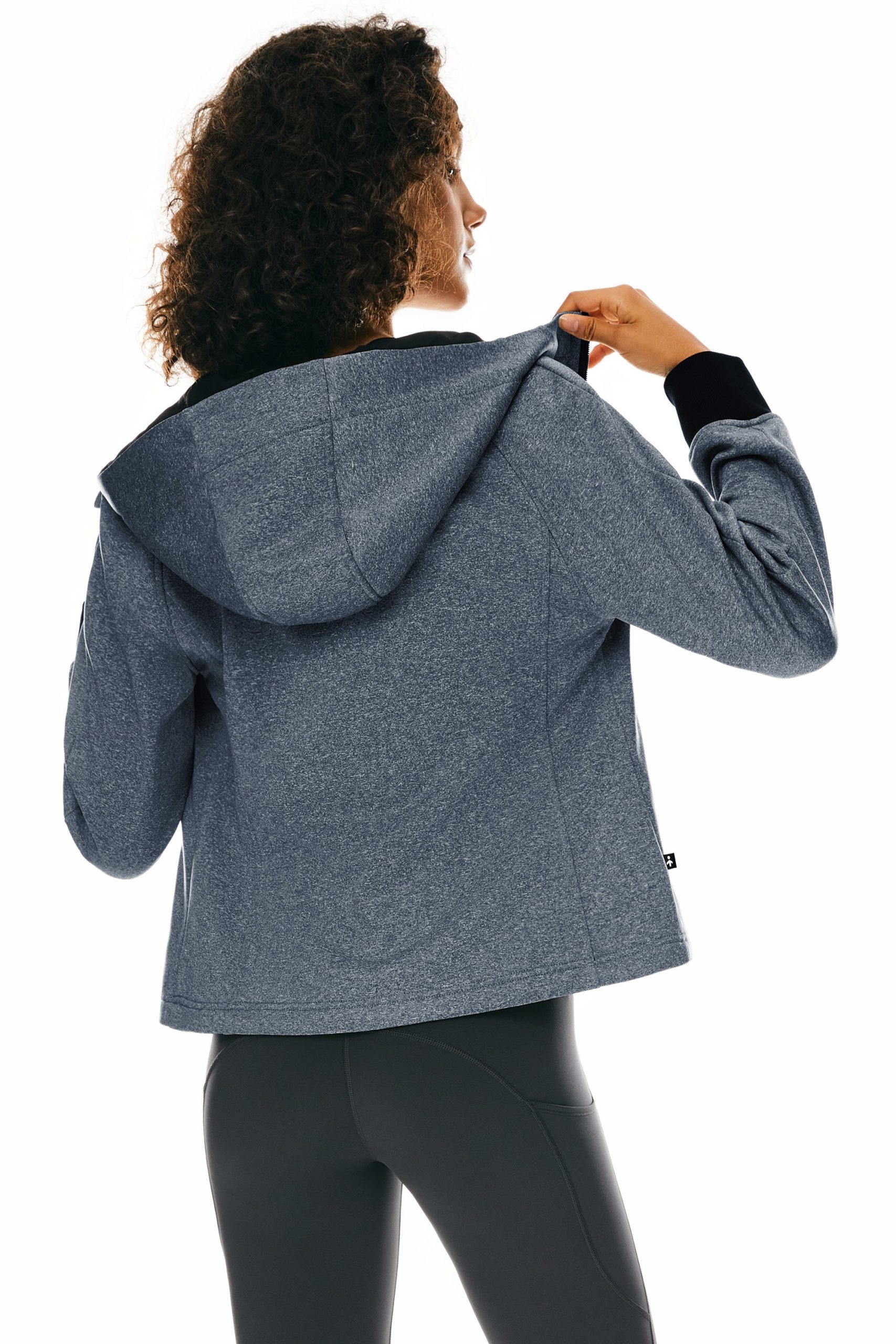 Zip Up Fleece Lined Hoodie Long Sleeve Cropped Sweatshirt - Image 13