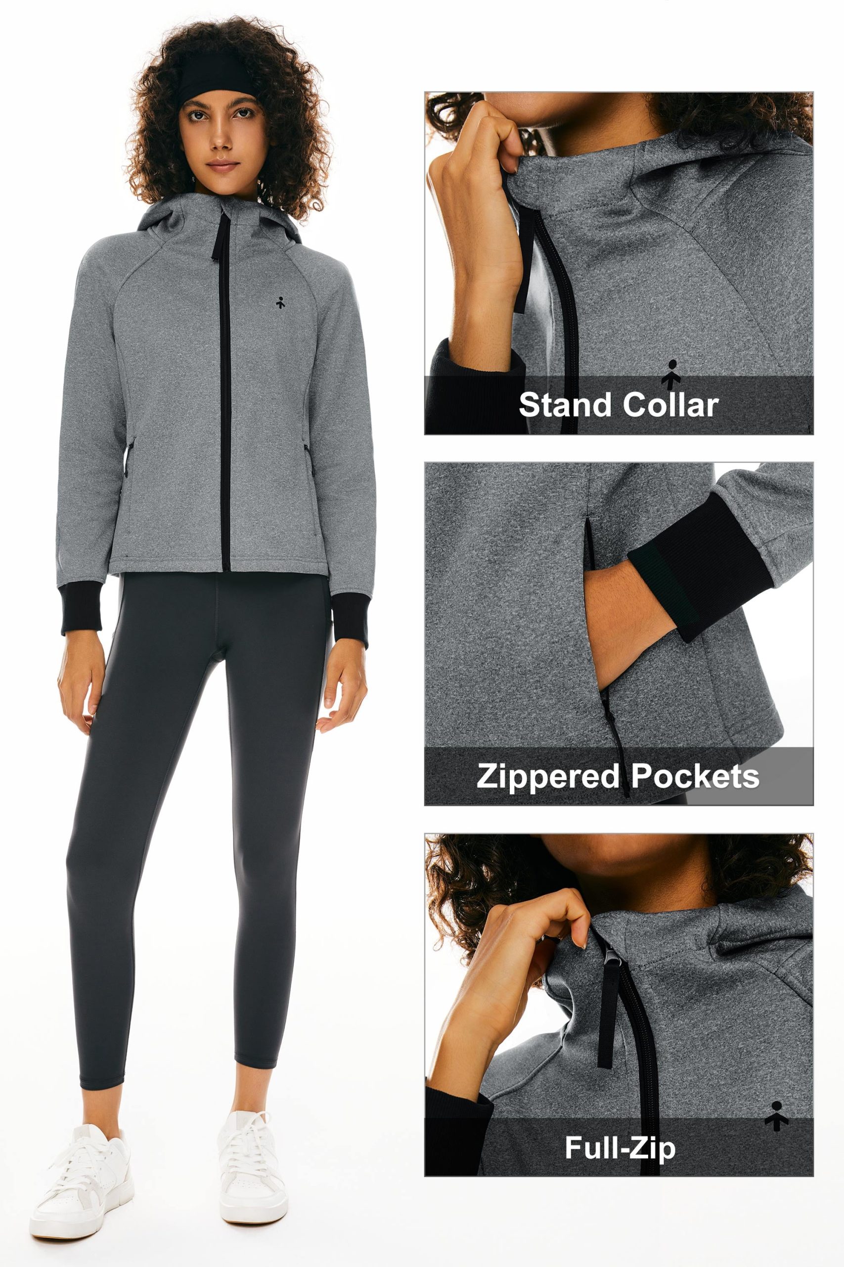 Zip Up Fleece Lined Hoodie Long Sleeve Cropped Sweatshirt - Image 15