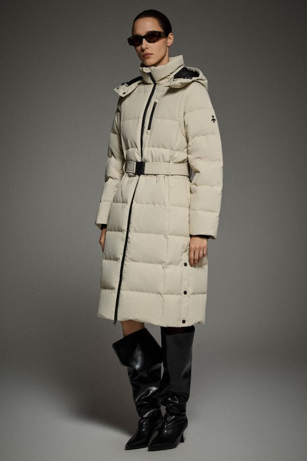 Celeste Long Hooded Belted Down Coat - Image 14