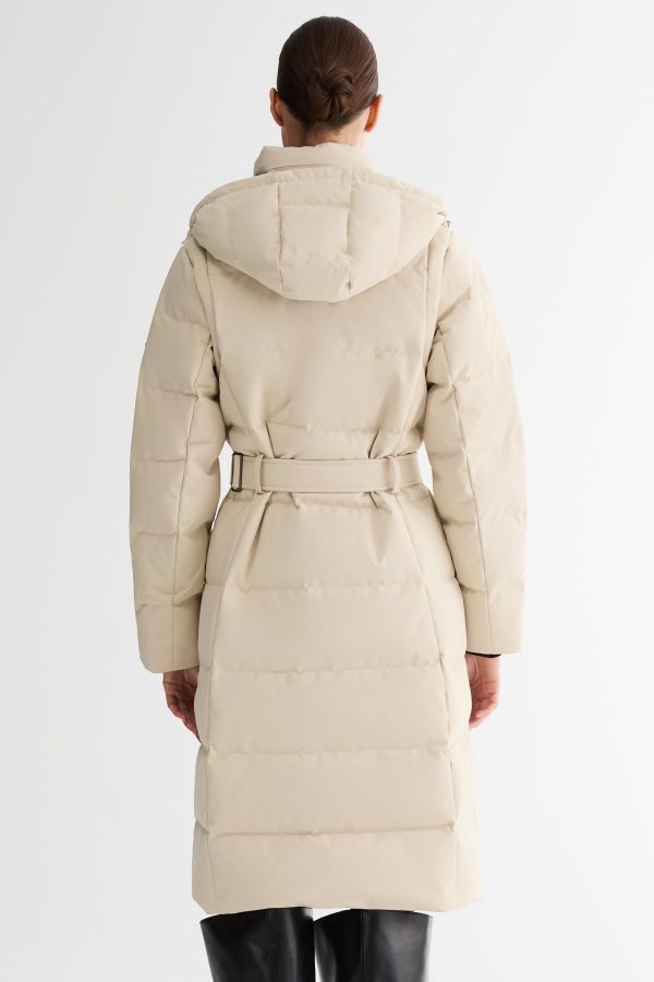 Celeste Long Hooded Belted Down Coat - Image 10