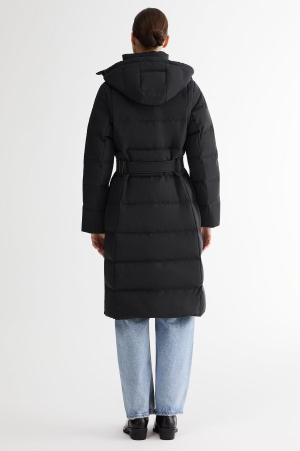 Celeste Long Hooded Belted Down Coat - Image 18