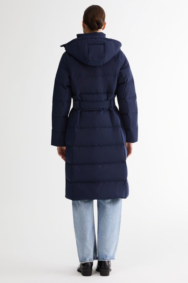 Celeste Long Hooded Belted Down Coat - Image 4